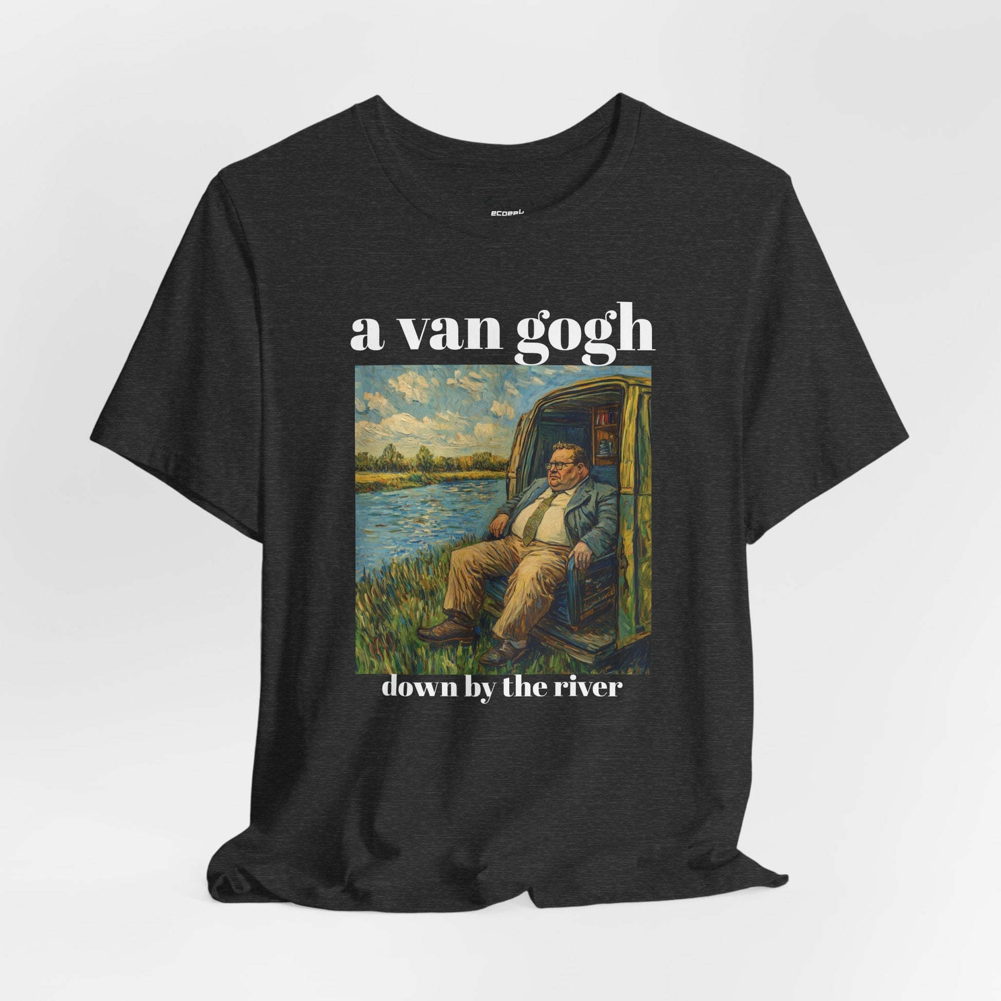 Tshirt Van Gogh Down by the River Van Gogh Style Print Sitting by a River Graphic Tee Tshirt Matte Foley Wall Decor ShirtFine Wall Art