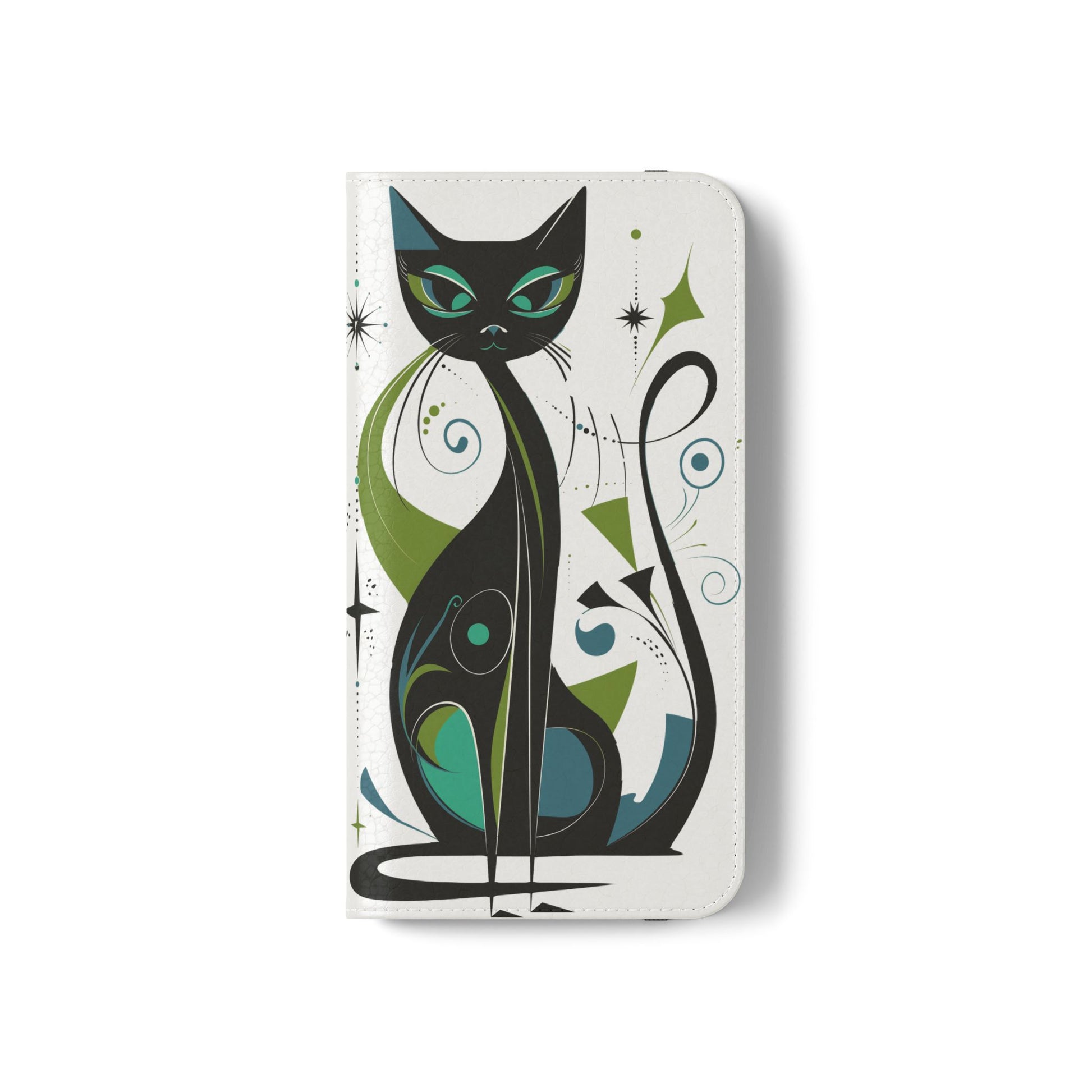 Mid-Century Modern Flip Case, Mid Mod Phone Case, Atomic Cats Case, Retro Chic Smartphone Cover, Android, Apple, Samsung Atomic Cats