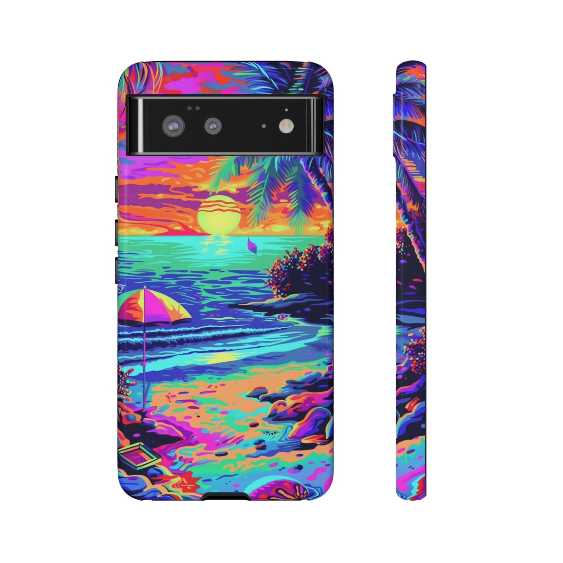 Beach Bliss: Durable Android Phone Case with Lisa Frank Style