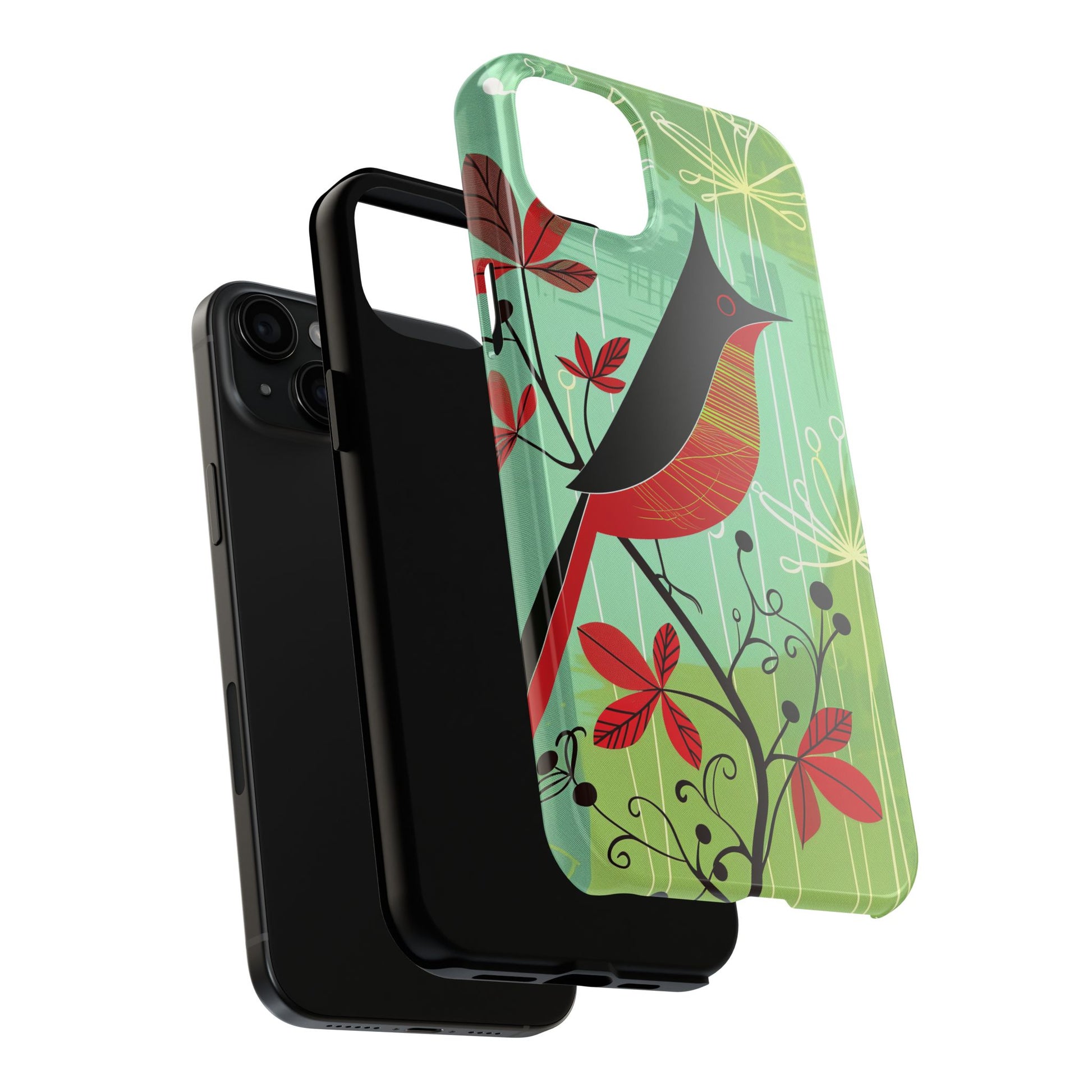Mid Century Modern Animal Phone Case, Atomic Birds, Bird Iphone Case,Earth Tone Colors, Retro Style Smartphone Cover, iphone 14 Case, Apple