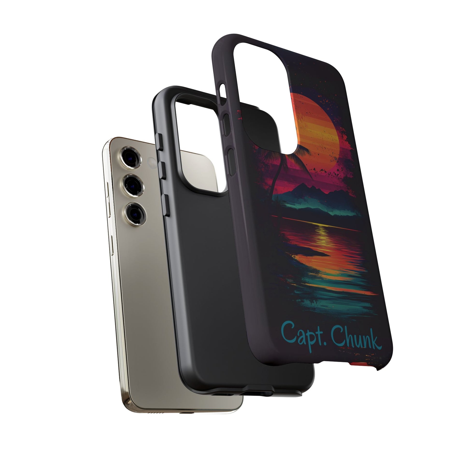 Custom Personalized Retro Palm Tree Sunset Phone Case iPhone 14 15 16 Pro Max Galaxy S24 Google Pixel Mountain Beach Fantasy Surfing Neon