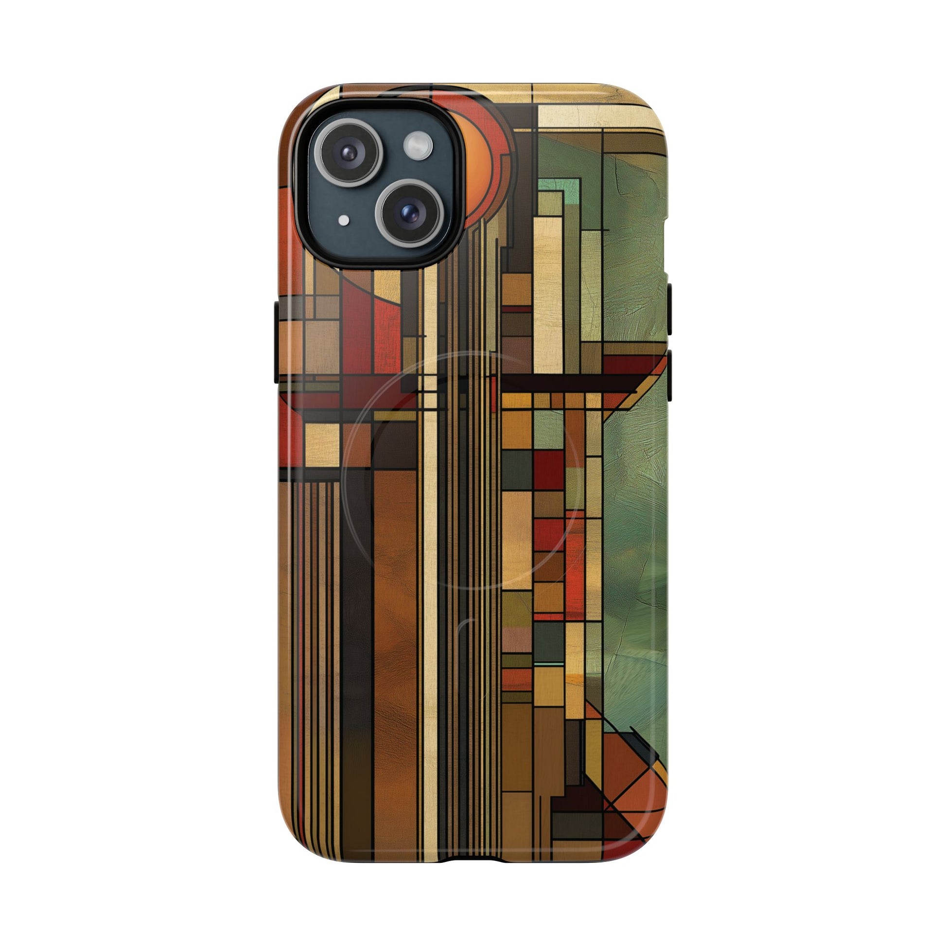Magsafe Prairie Style Frank Lloyd Wright Usonian Phone Case Geometric Stained Glass Art Deco Marble 14 15 16 iPhone Pro Max