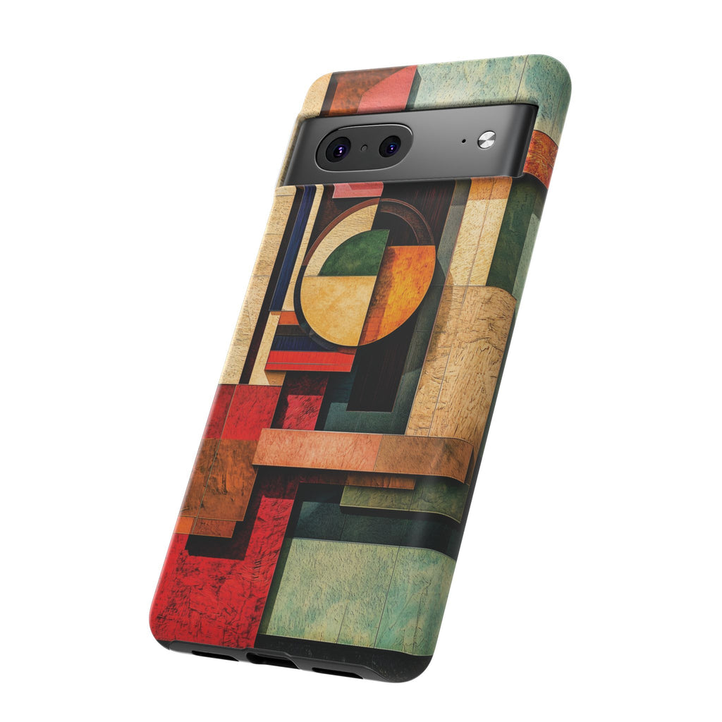 Tan Prairie Style Frank Lloyd Wright Usonian Phone Case Geometric Stained Glass Art Deco Marble Gold 13 14 15 16 iPhone Pro Max Galaxy Pixel