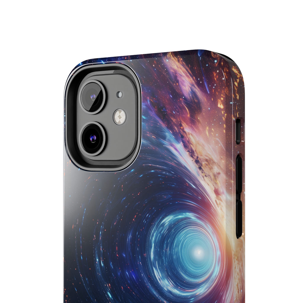 Geeky iPhone Case - Space Geek Case - Space Wormholes Phone Case - Cosmic Galaxy Cover with Futuristic Wormhole Design - Sci-Fi iphone Case