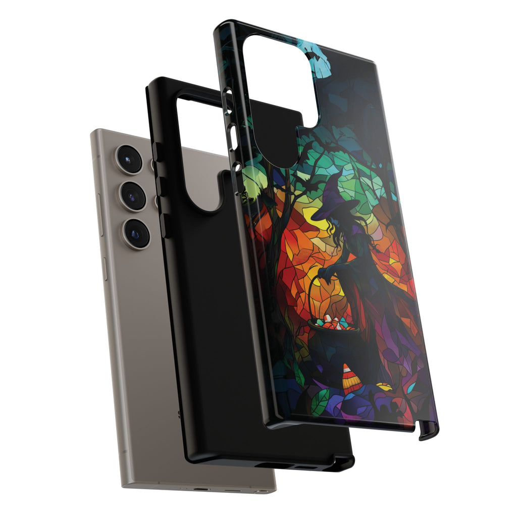Halloween Witch Stained Glass Dark Academia Spooky Fall Witchy Pumpkin Bats Seasonal Fall Mosaic Case iPhone 13 14 15 16 Pro Max
