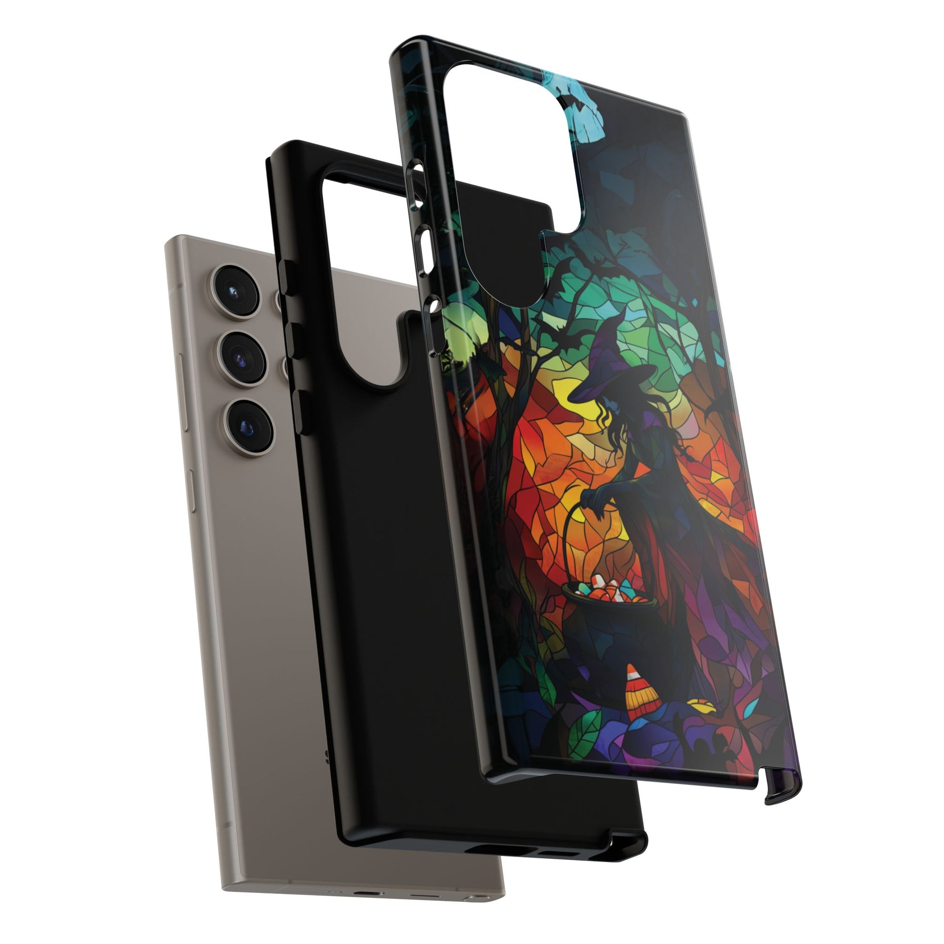 Halloween Witch Stained Glass Dark Academia Spooky Fall Witchy Pumpkin Bats Seasonal Fall Mosaic Case iPhone 13 14 15 16 Pro Max