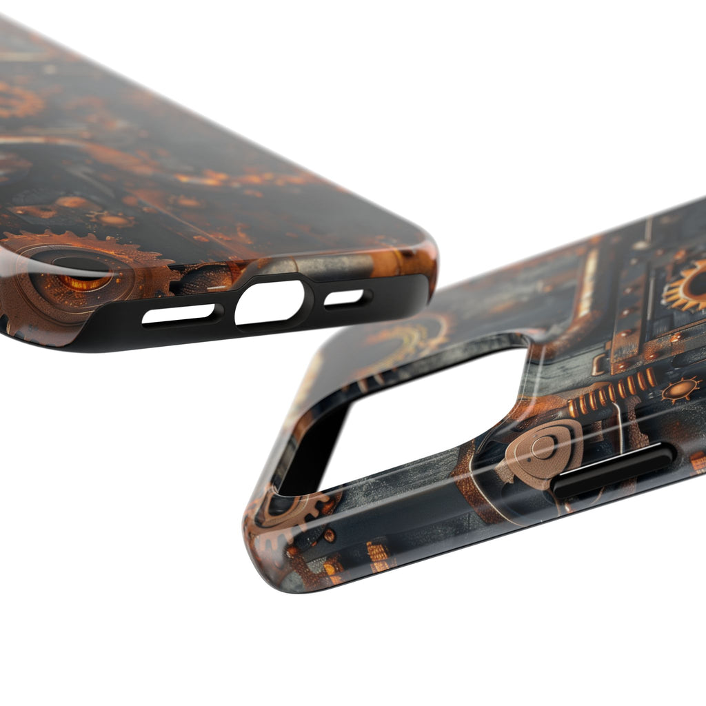 Steampunk Phone Case - Industrial Style Cover with Pipes and Cogs - Unique Steampunk Accessory for Your Phone