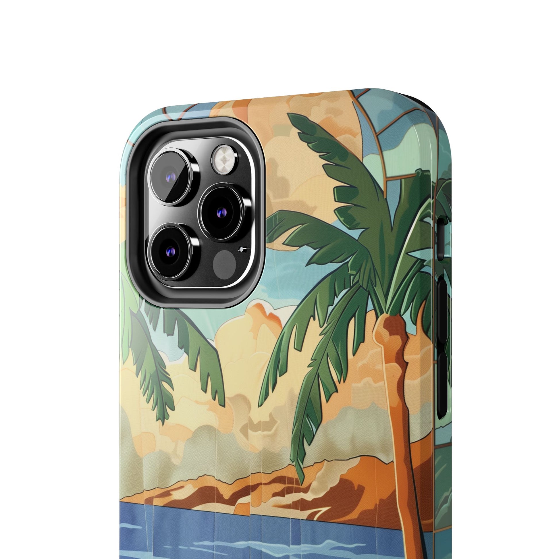Retro Beach Scene Phone Case, Vintage Tropical Ocean iPhone Case, Summer Beach Phone Cover for iPhone, iphone 15 pro max
