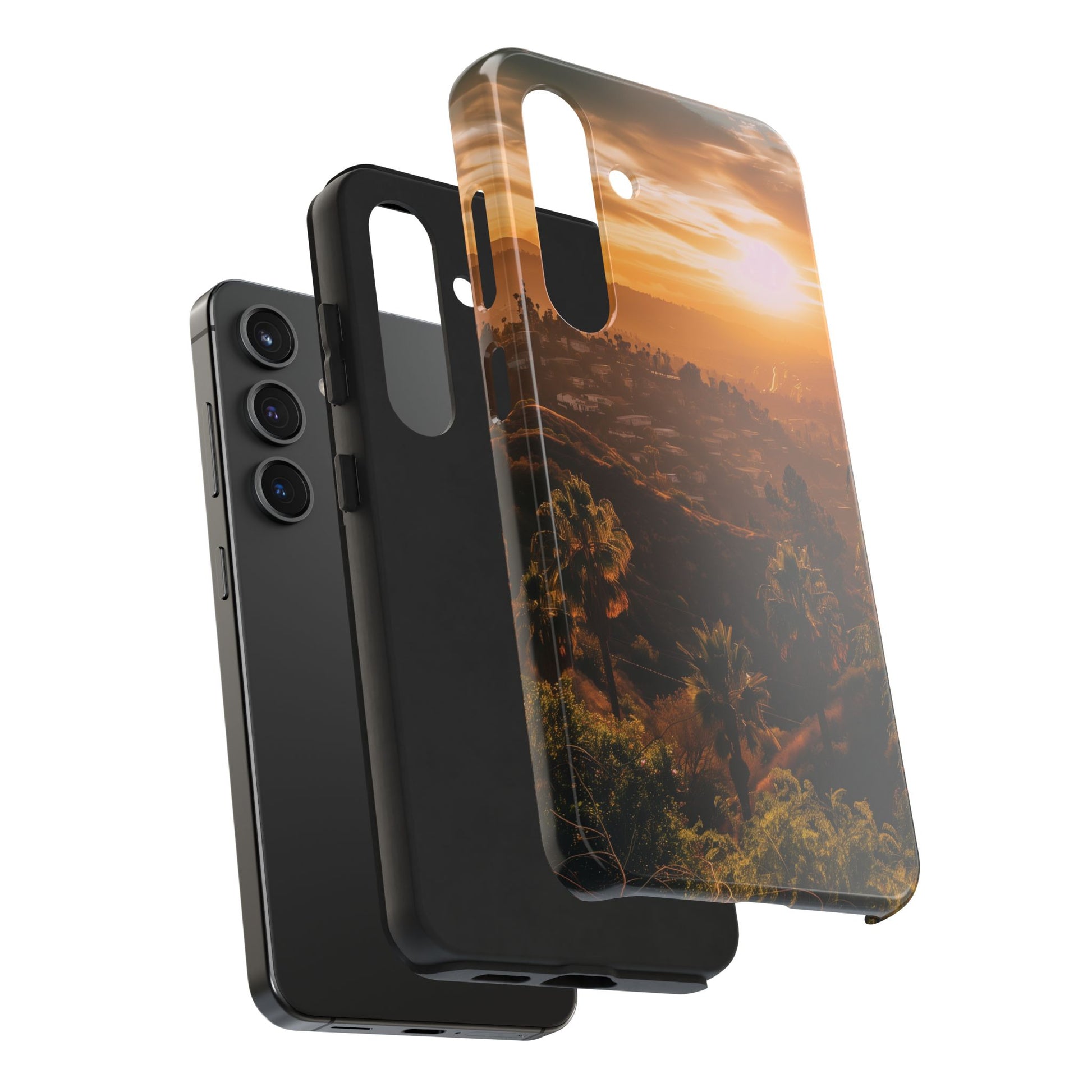 Los Angeles Sunset iPhone Case, Golden Hour Scenic View, Hollywood Hills Sunset Phone Case, Palm Trees Phone Case, iphone 15 pro max case