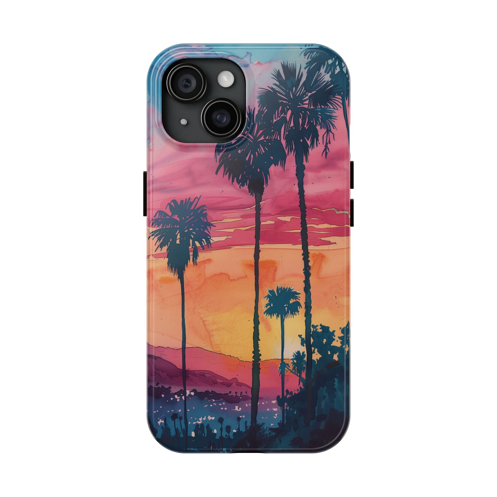 Los Angeles Sunset iPhone Case, Golden Hour Scenic View, Hollywood Hills Sunset Phone Case, Palm Trees Phone Case, iphone 15 pro max case