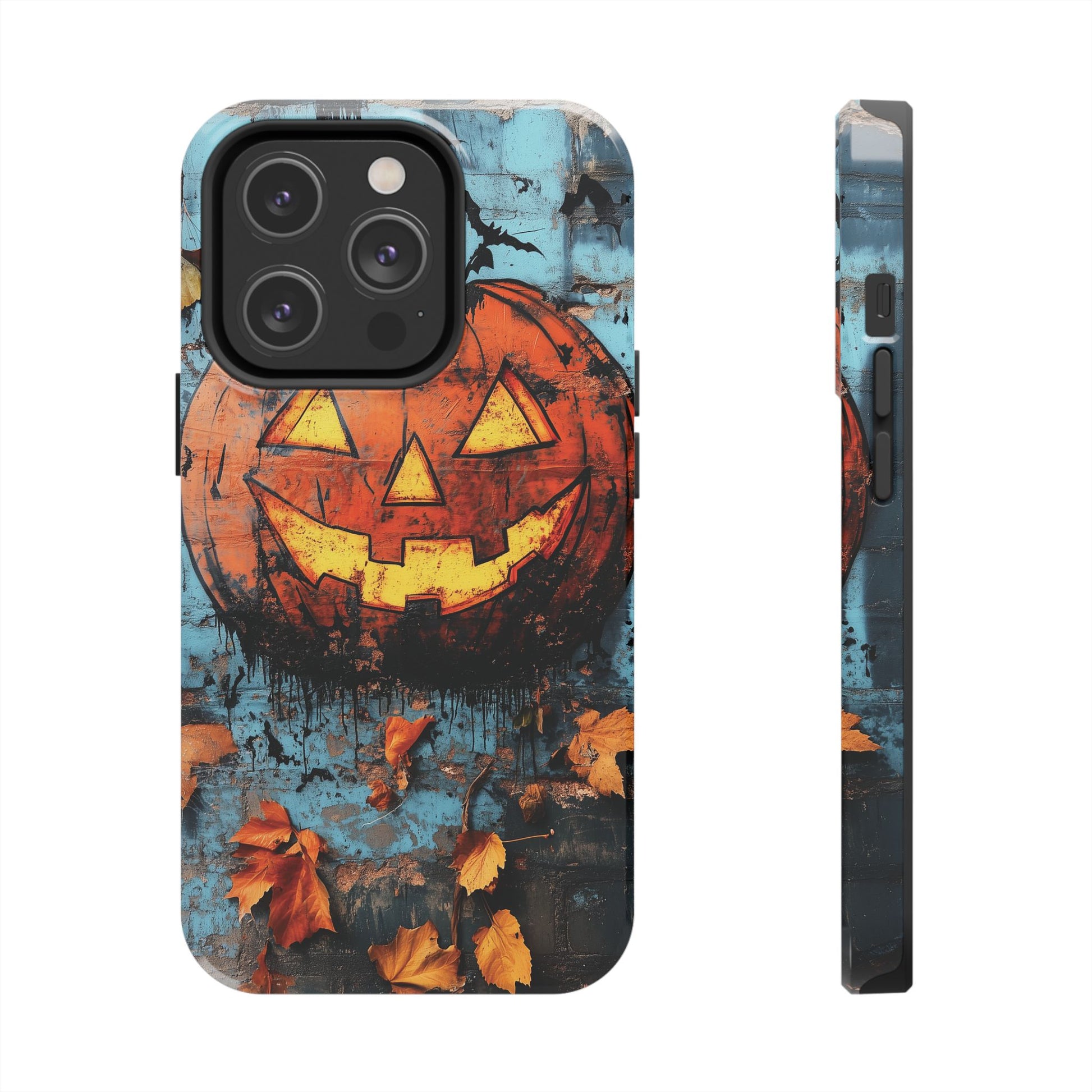 Autumn Artistic Halloween Fall Pumpkin Jack Wall Gothic Dark Academia Street Art Urban Graffiti Phone Case Street iPhone 15 Pro Max Samsung