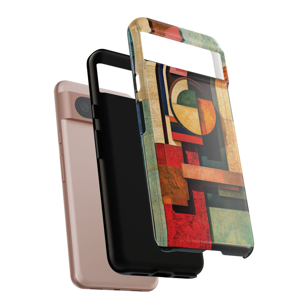 Tan Prairie Style Frank Lloyd Wright Usonian Phone Case Geometric Stained Glass Art Deco Marble Gold 13 14 15 16 iPhone Pro Max Galaxy Pixel