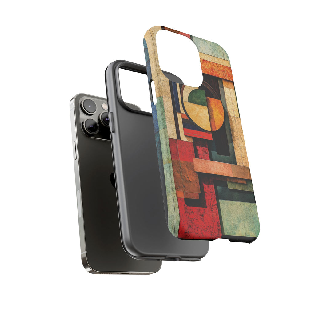 Tan Prairie Style Frank Lloyd Wright Usonian Phone Case Geometric Stained Glass Art Deco Marble Gold 13 14 15 16 iPhone Pro Max Galaxy Pixel
