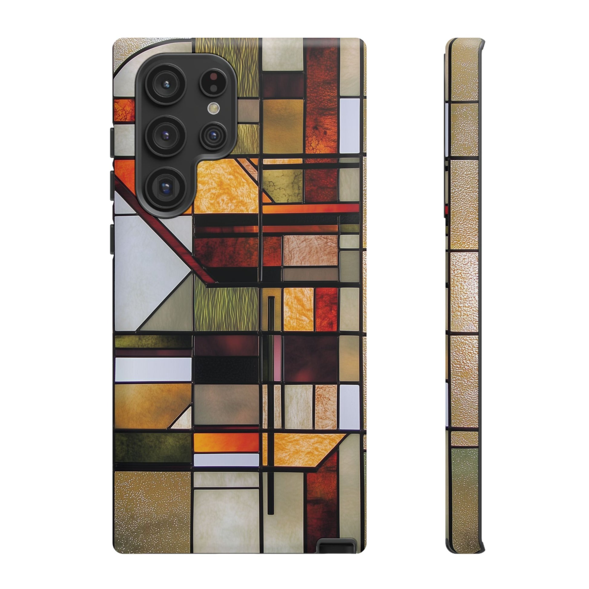 Stained Glass Phone Case Art Deco Frank Lloyd Wright Cottage Core Usonian Prairie Style Geometric Stylish  iPhone 14 15 16 Pro