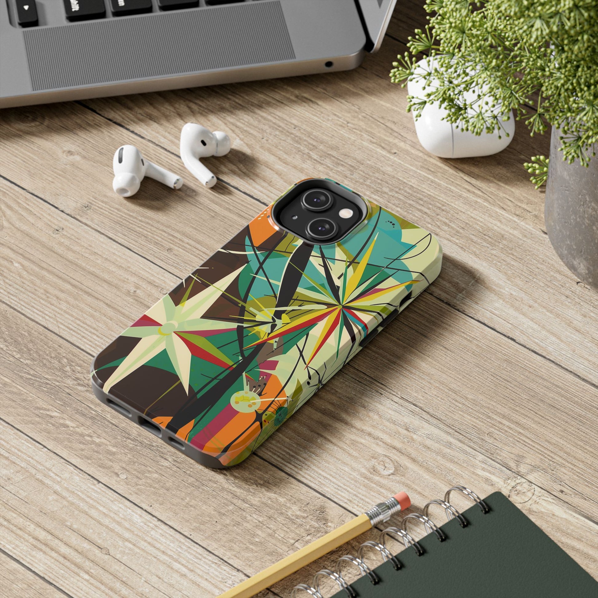 Mid Century Modern Star Design Phone Case, Earth Tone Colors, Retro Style Smartphone Cover, Vintage Phone Case, iPhone 14 Case, Apple iPhone