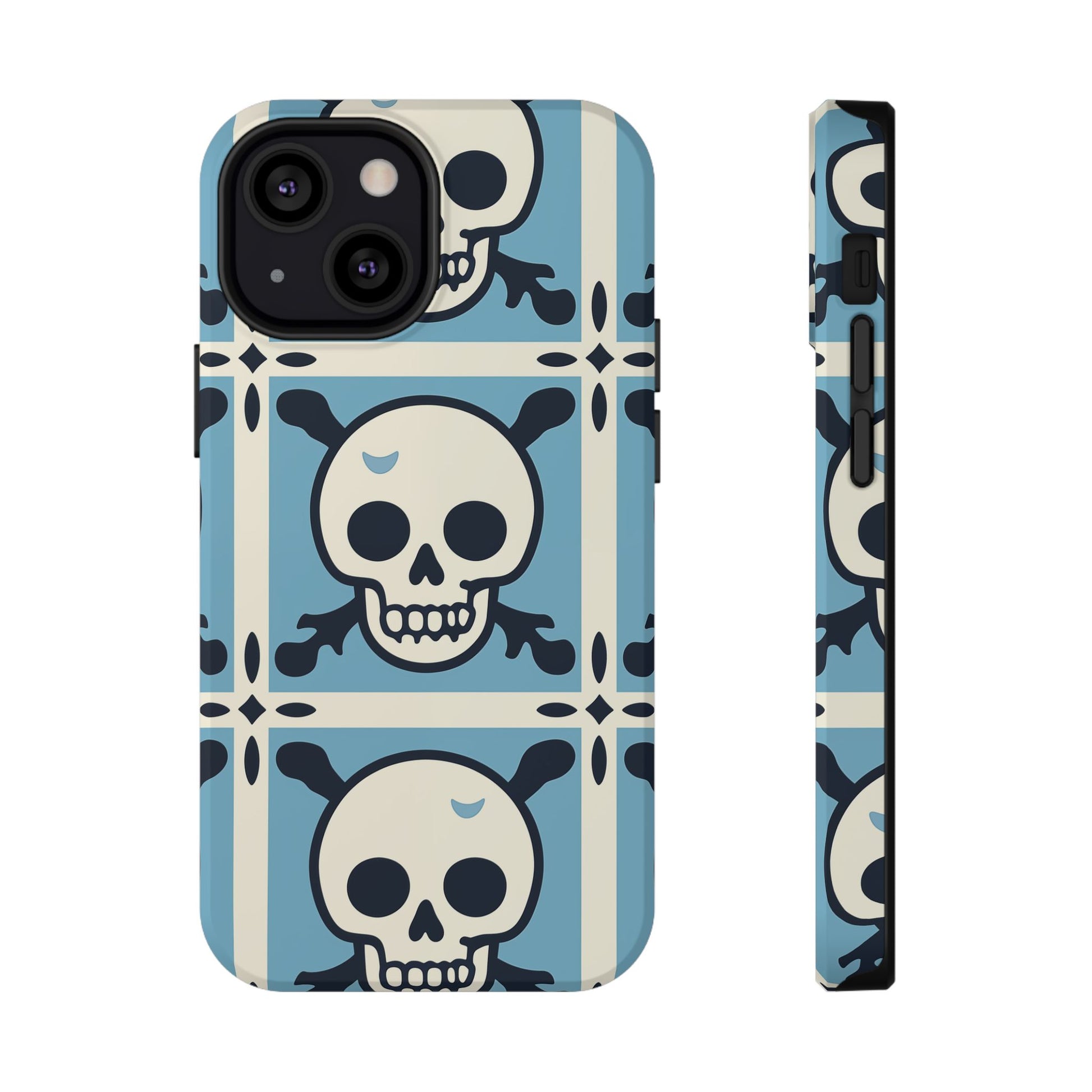 Cute Skull Phone Case Sugar Skull Ghingham Impact-Resistant Cover Goth Skull, Halloween Gift iphone 13 14 15 16 Pro Max
