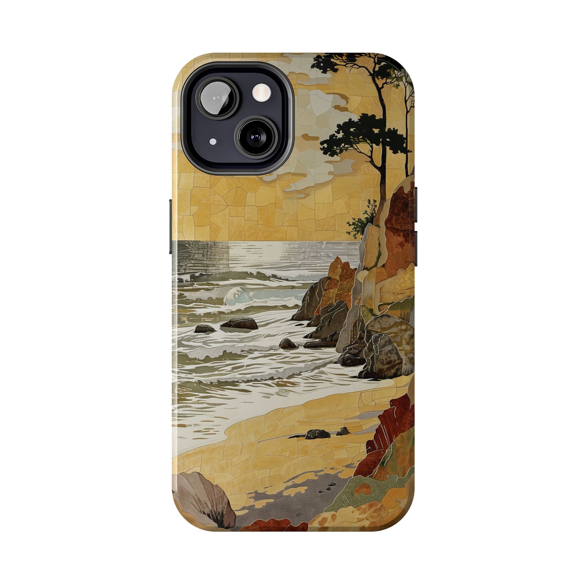 Retro Beach Scene Phone Case, Vintage Tropical Ocean iPhone Case, Summer Beach Phone Cover for iPhone, iphone 15 pro max