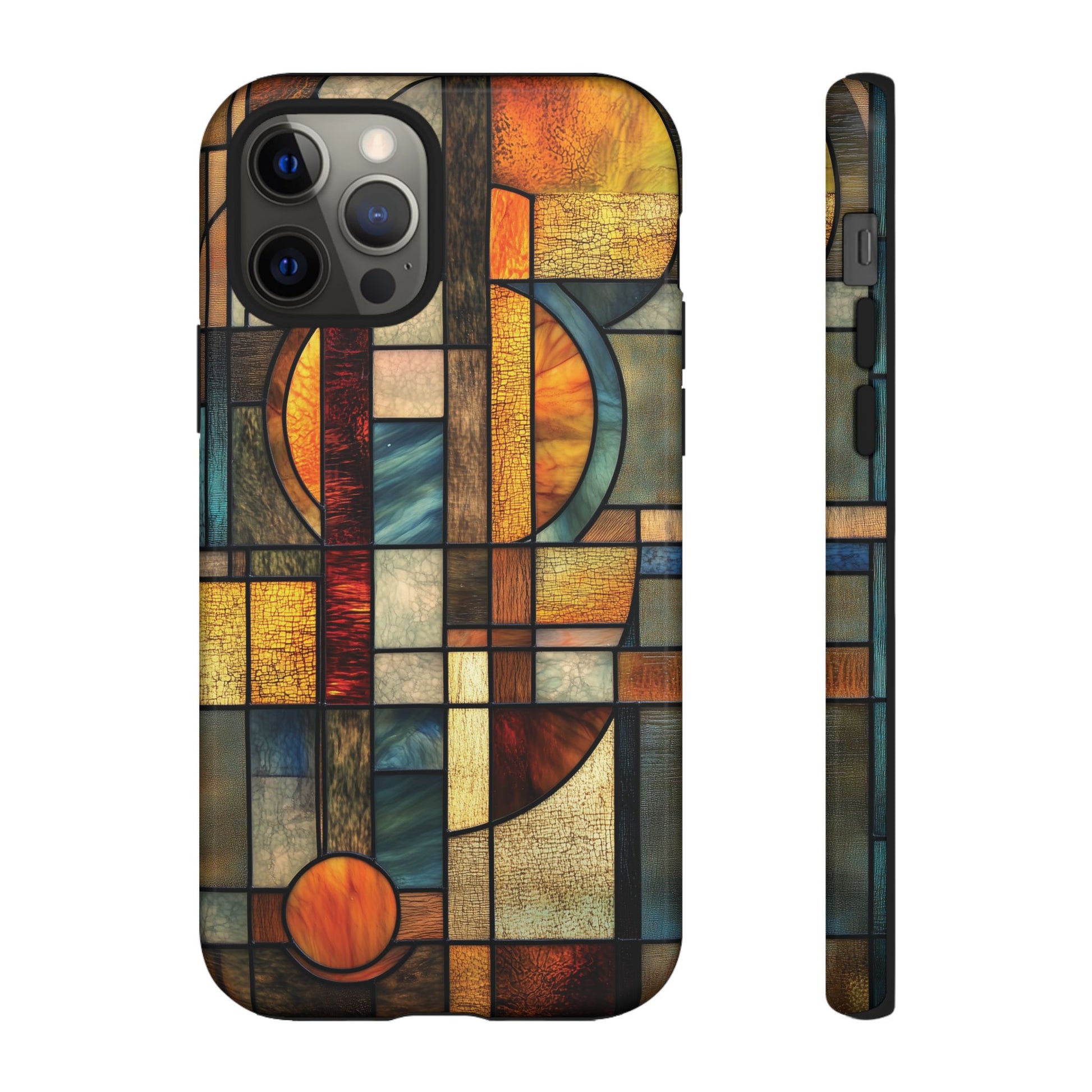 Art Deco Mosaic Stained Glass Phone Case Frank Lloyd Wright Cottage Core Usonian Prairie Style Geometric Stylish  iPhone 14 15 16 Pro