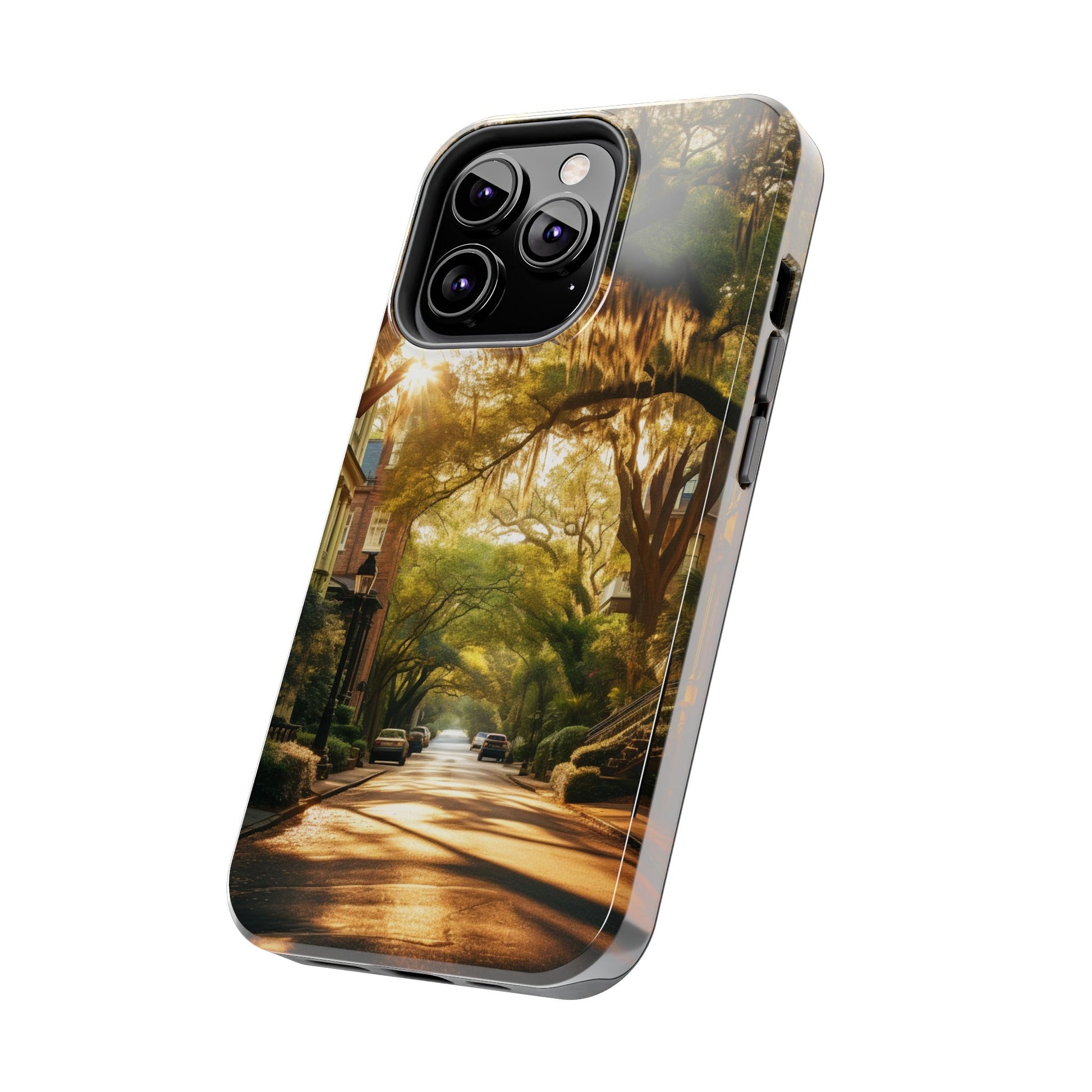 Historic Savannah Georgia Street Scene Phone Case - Unique Protective Cover for iPhone Models, Perfect Souvenir or Gift