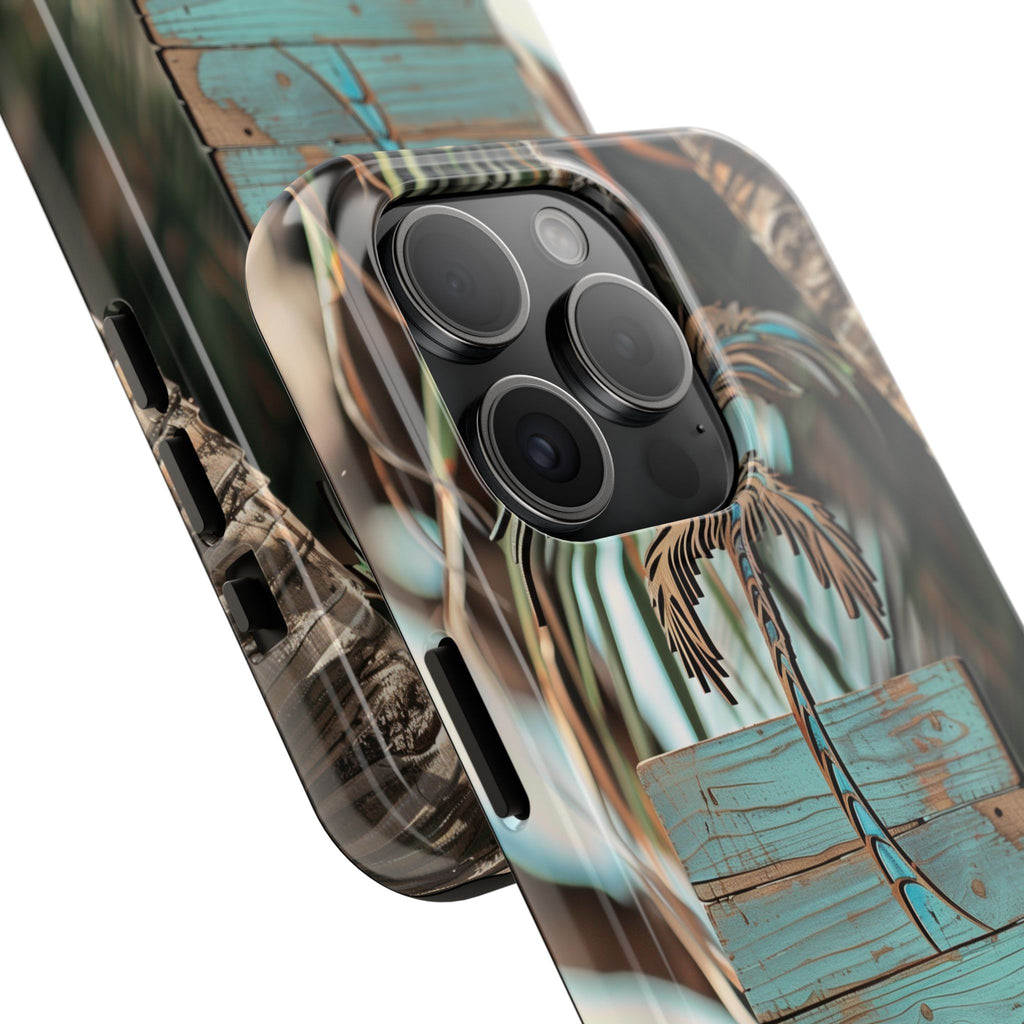 Durable Phone Case with Palm Tree Charm