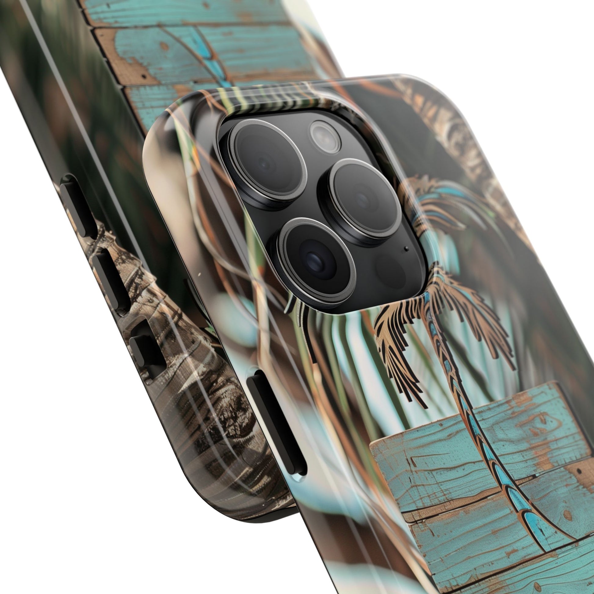 Durable Phone Case with Palm Tree Charm
