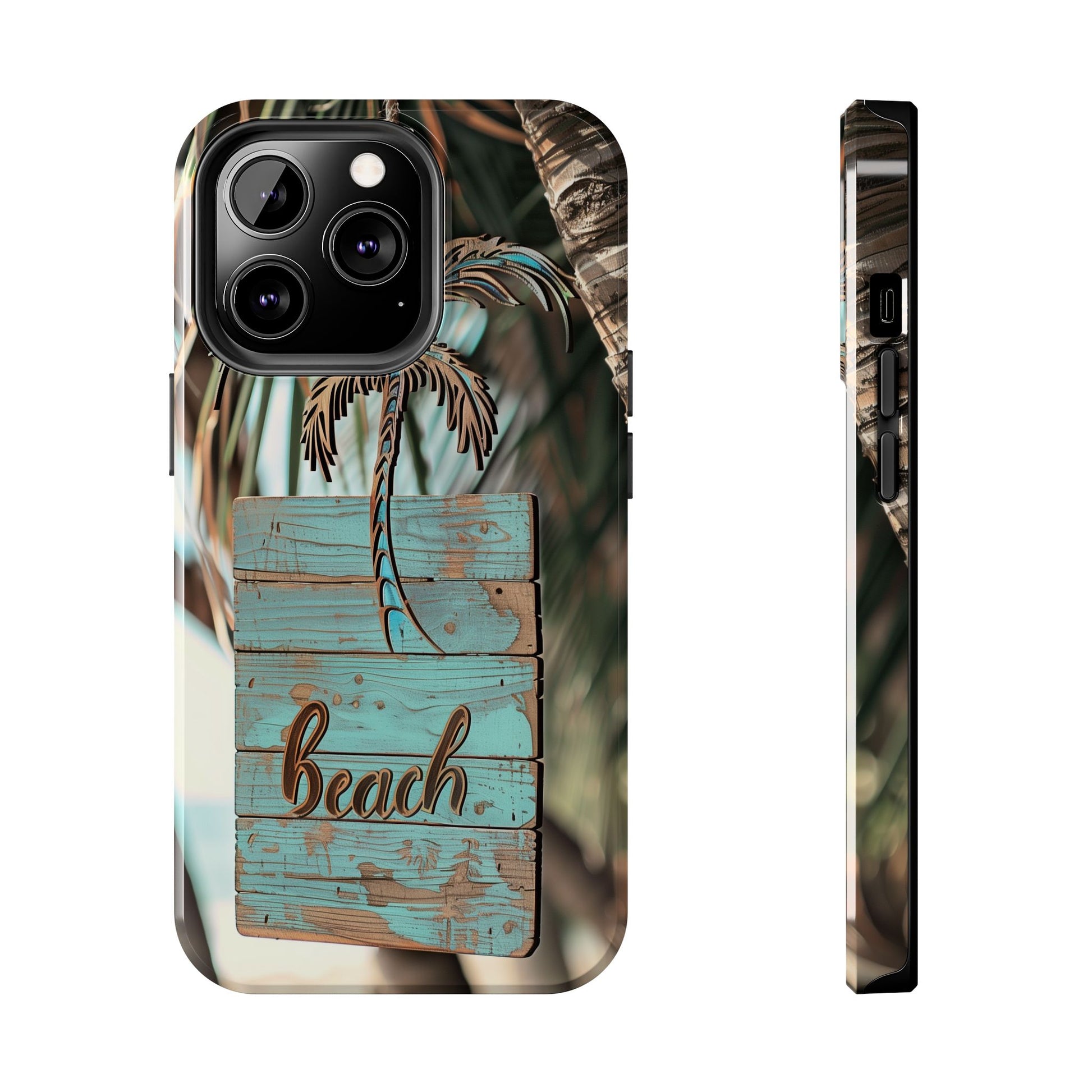 Durable Phone Case with Palm Tree Charm
