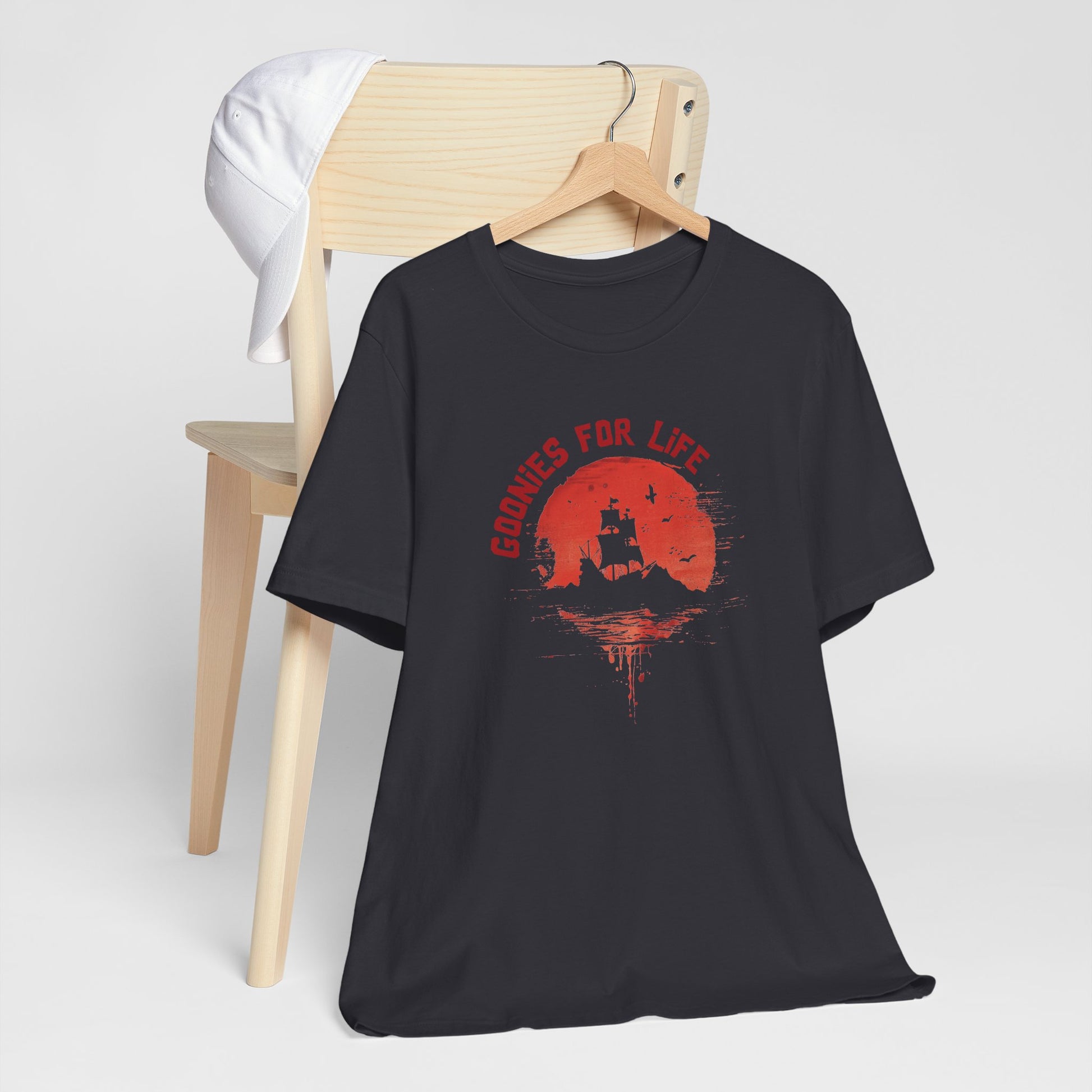Goonies For Life Vintage Style Sunset Pirate Ship Tee