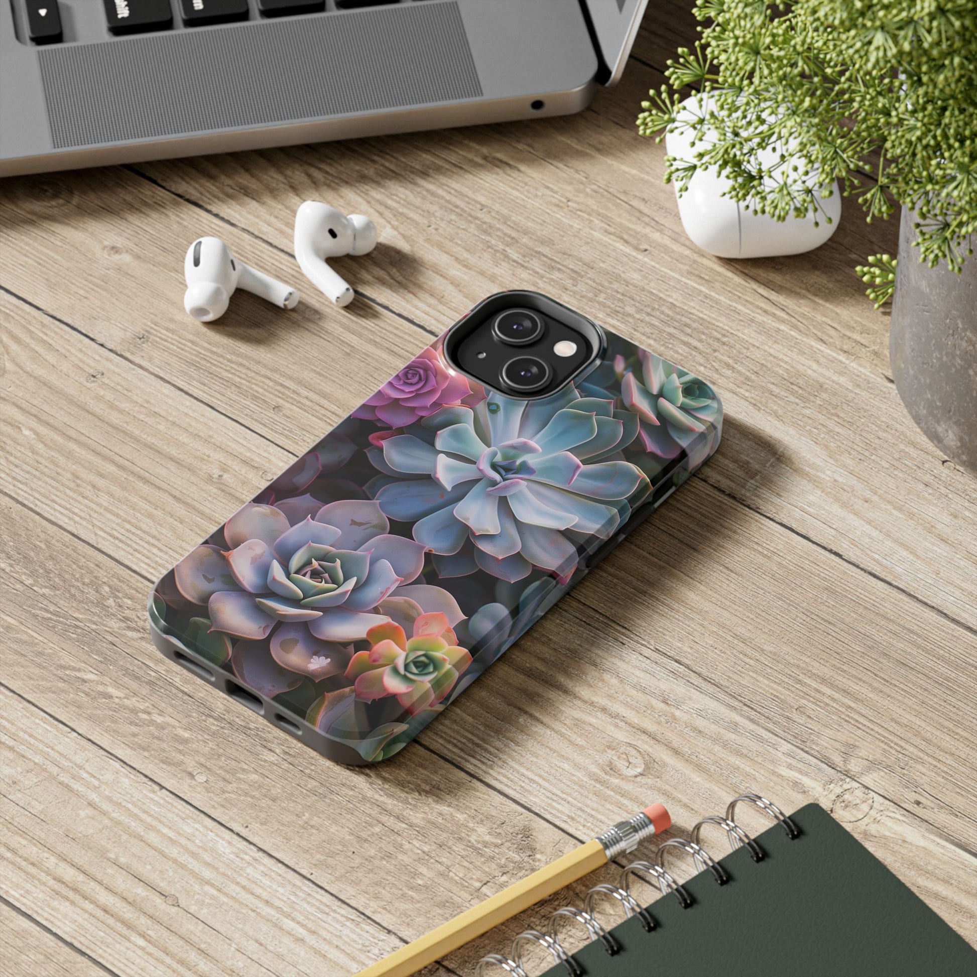 Pastel Succulent Flower Design Durable Phone Case - Tough Protection for iPhones