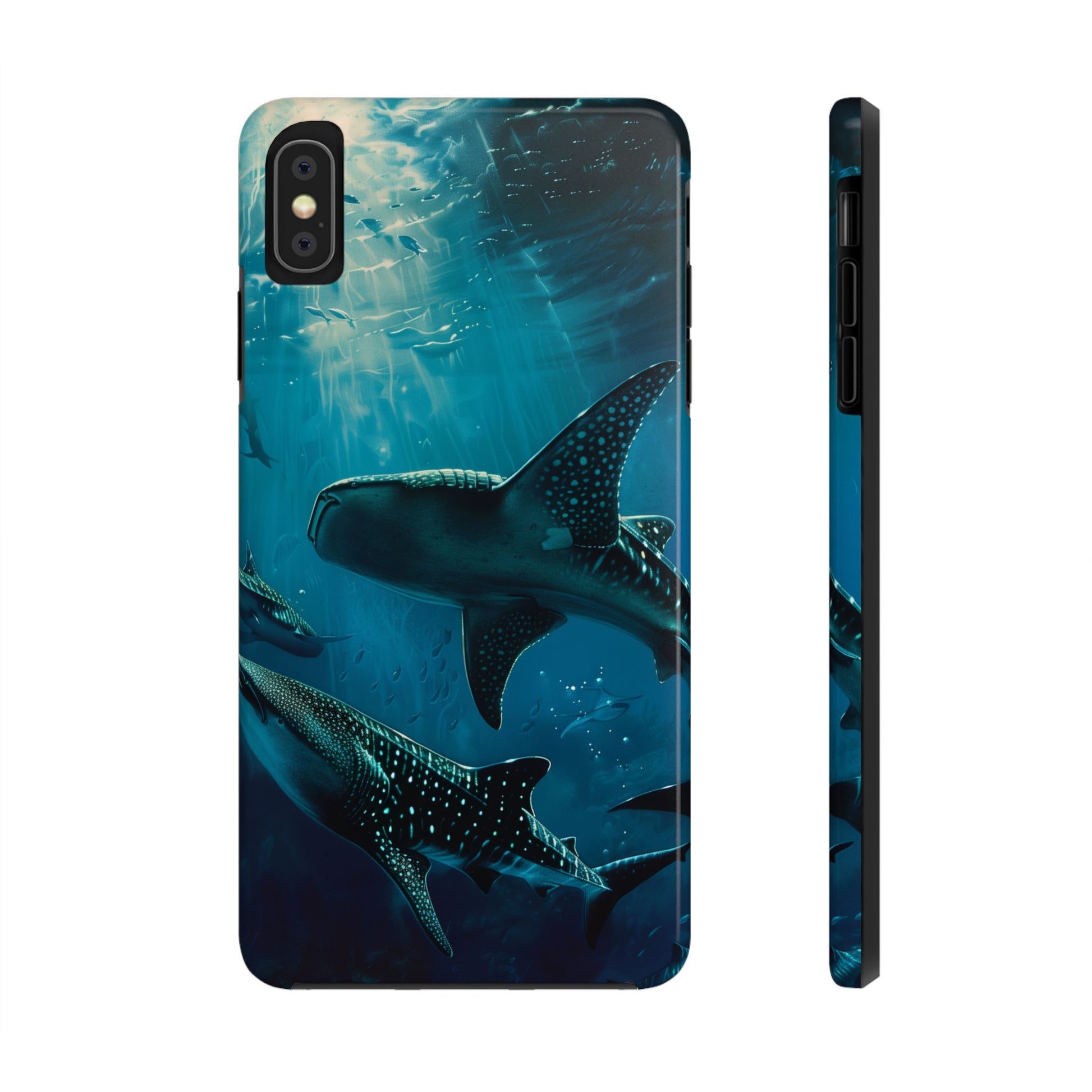 Tranquil Trio: Three Whale Sharks Tough Phone Case