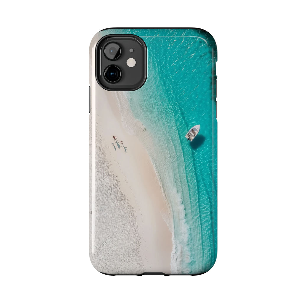 Turquoise Tranquility: Durable iPhone Case with White Sand Beach