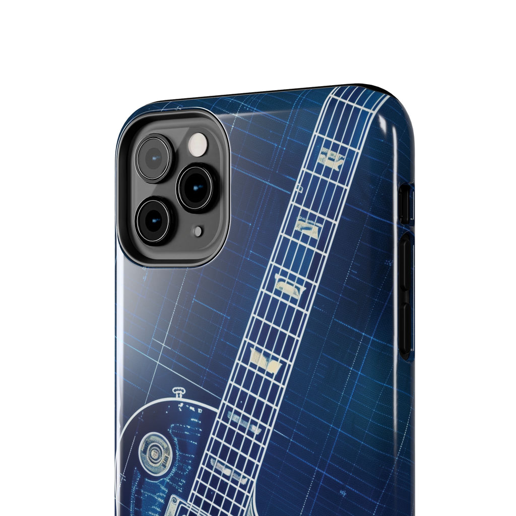 Guitar Phone Case, Guitar Blueprint iPhone Cover, Vintage Guitar Design, Custom iPhone Covers, Rock Music Phone Accessories, Musician Gift
