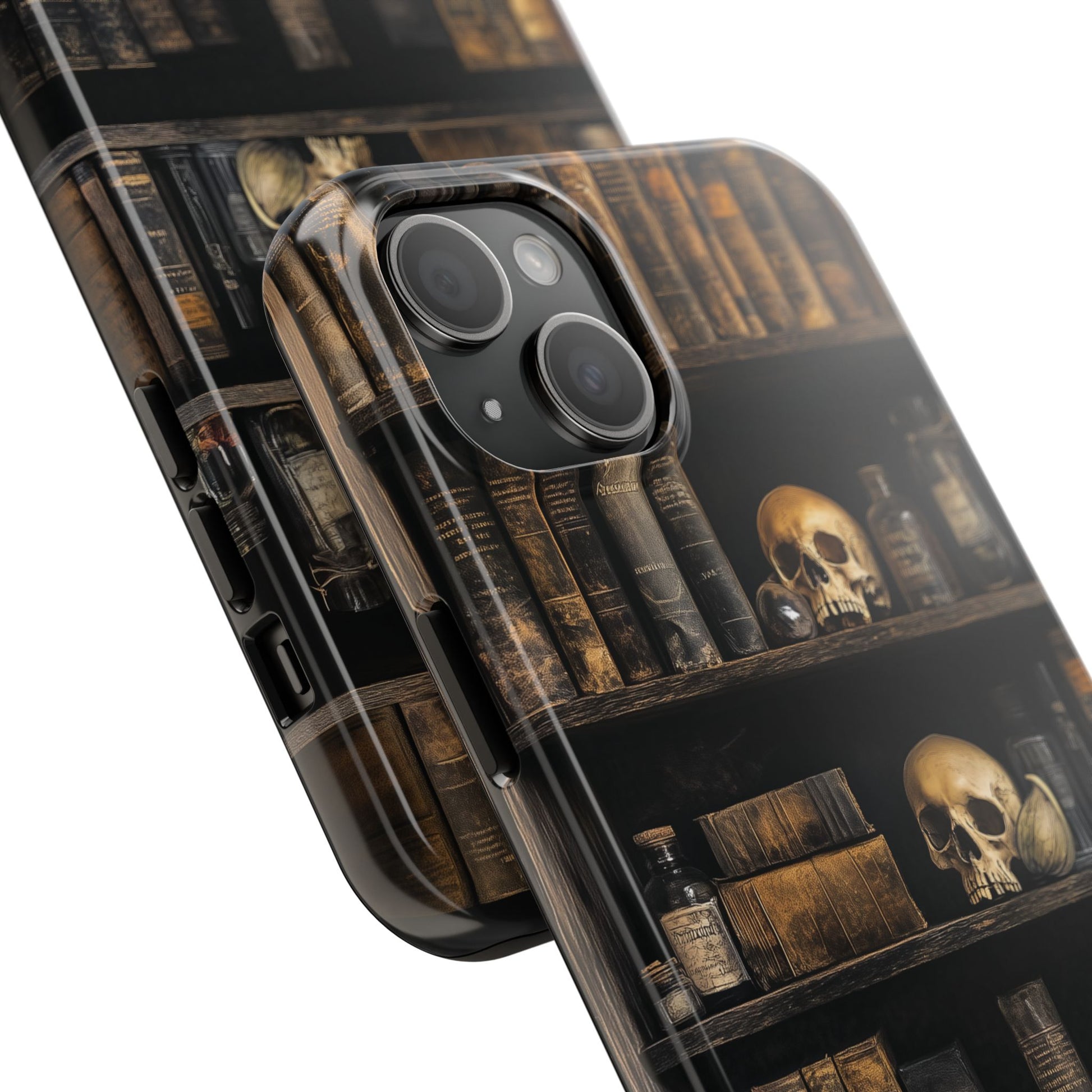 Goth Gothic Apothecary Bookcase Skulls Dark Academia floral Black Halloween Pumpkins Samsung Galaxy Apple iPhone 15 Pro Max Case  S24 S23 D