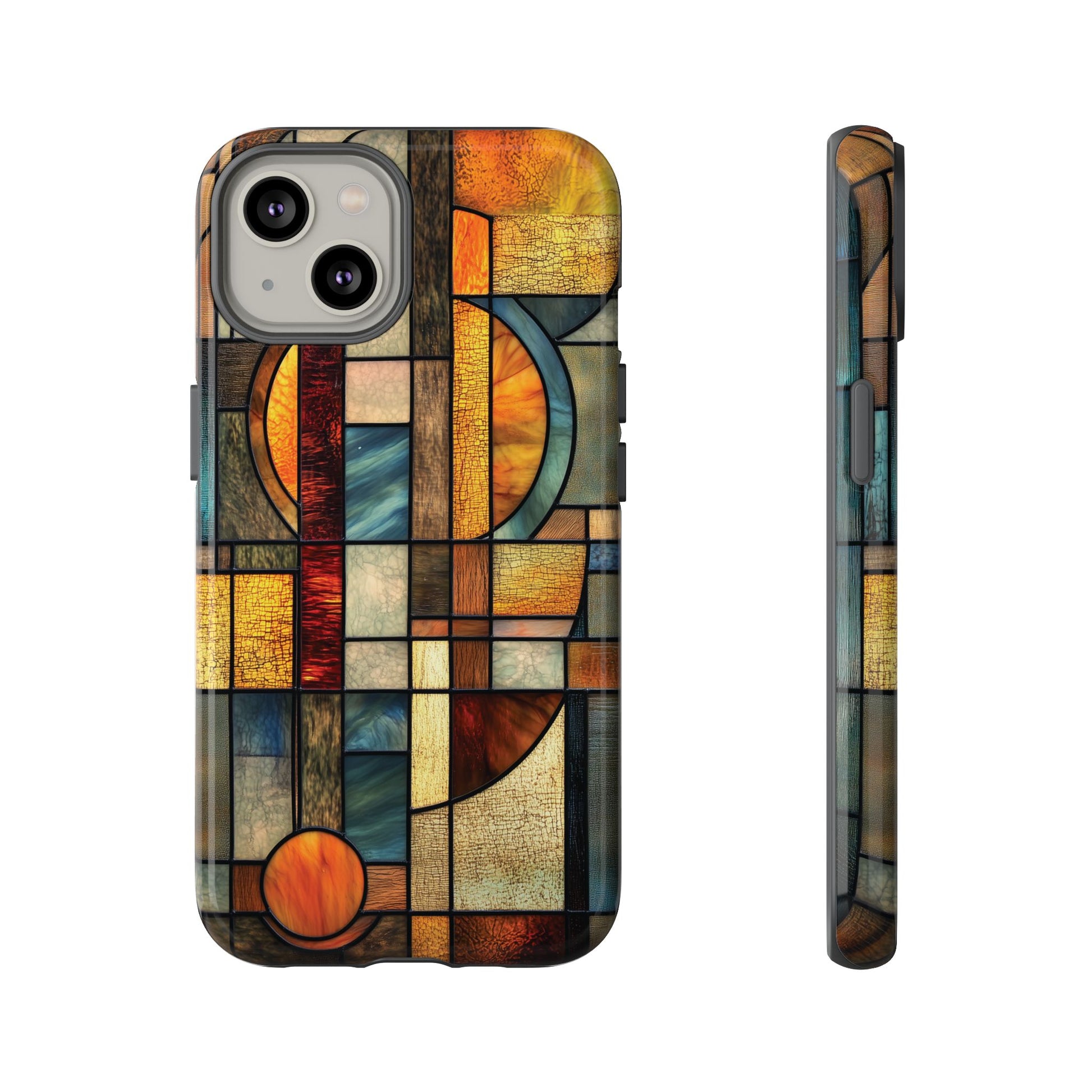 Art Deco Mosaic Stained Glass Phone Case Frank Lloyd Wright Cottage Core Usonian Prairie Style Geometric Stylish  iPhone 14 15 16 Pro