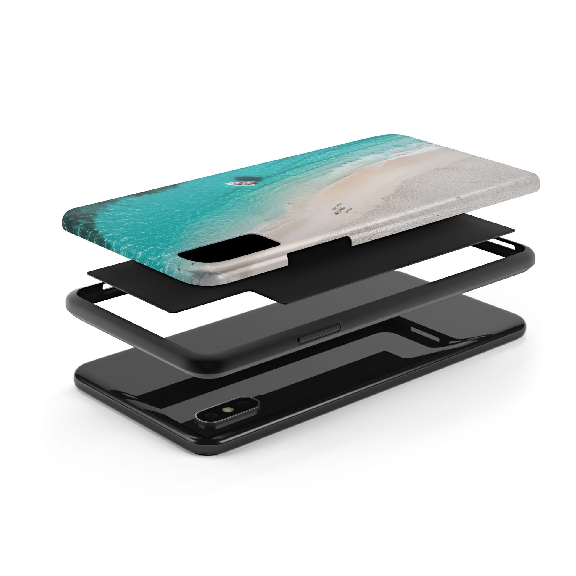 Turquoise Tranquility: Durable iPhone Case with White Sand Beach