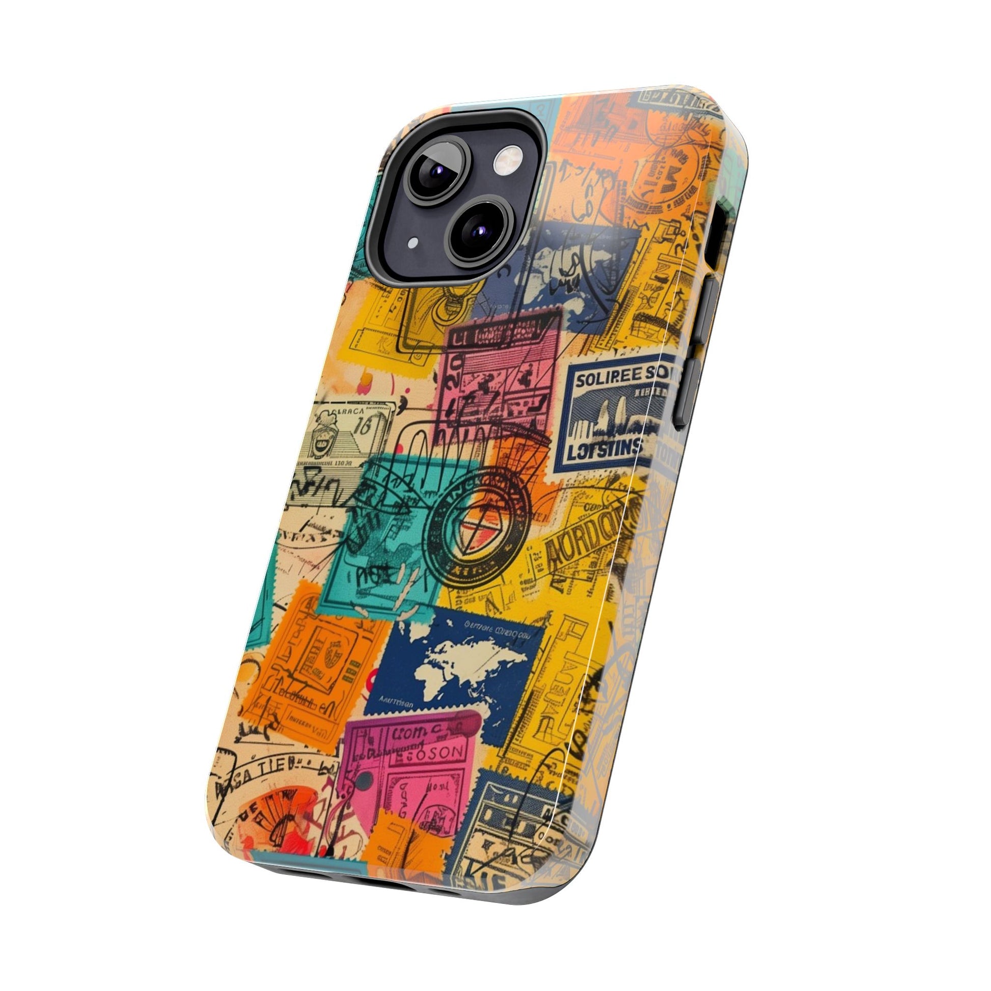 Travel Stamps Tough Case - Durable iPhone case Vintage Travel Stamps Design - Adventure Inspired Case - Protective Global Destination Prints