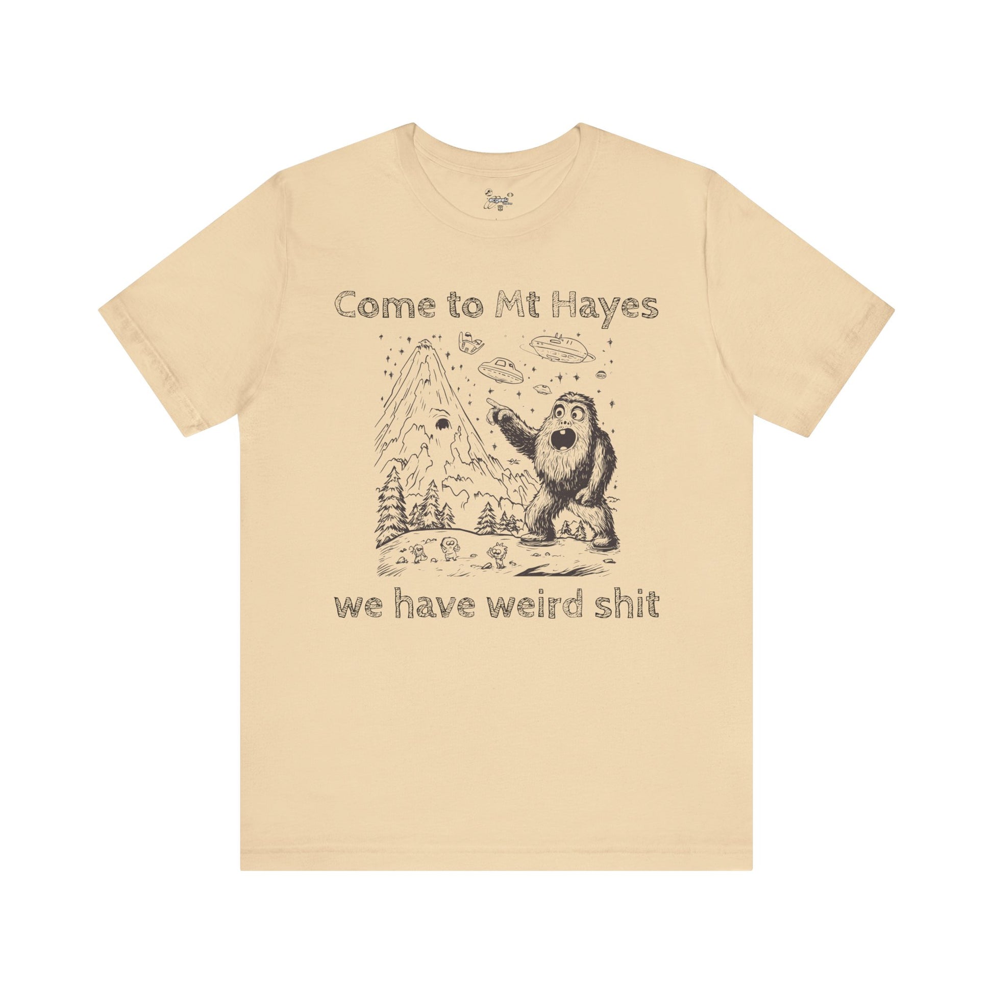 Alien Conspiracy Unisex Tee, Bigfoot Mountain Sketch Shirt, UFO Weird Stuff Tshirt, California Men's Top, Space Extraterrestrial Shirt