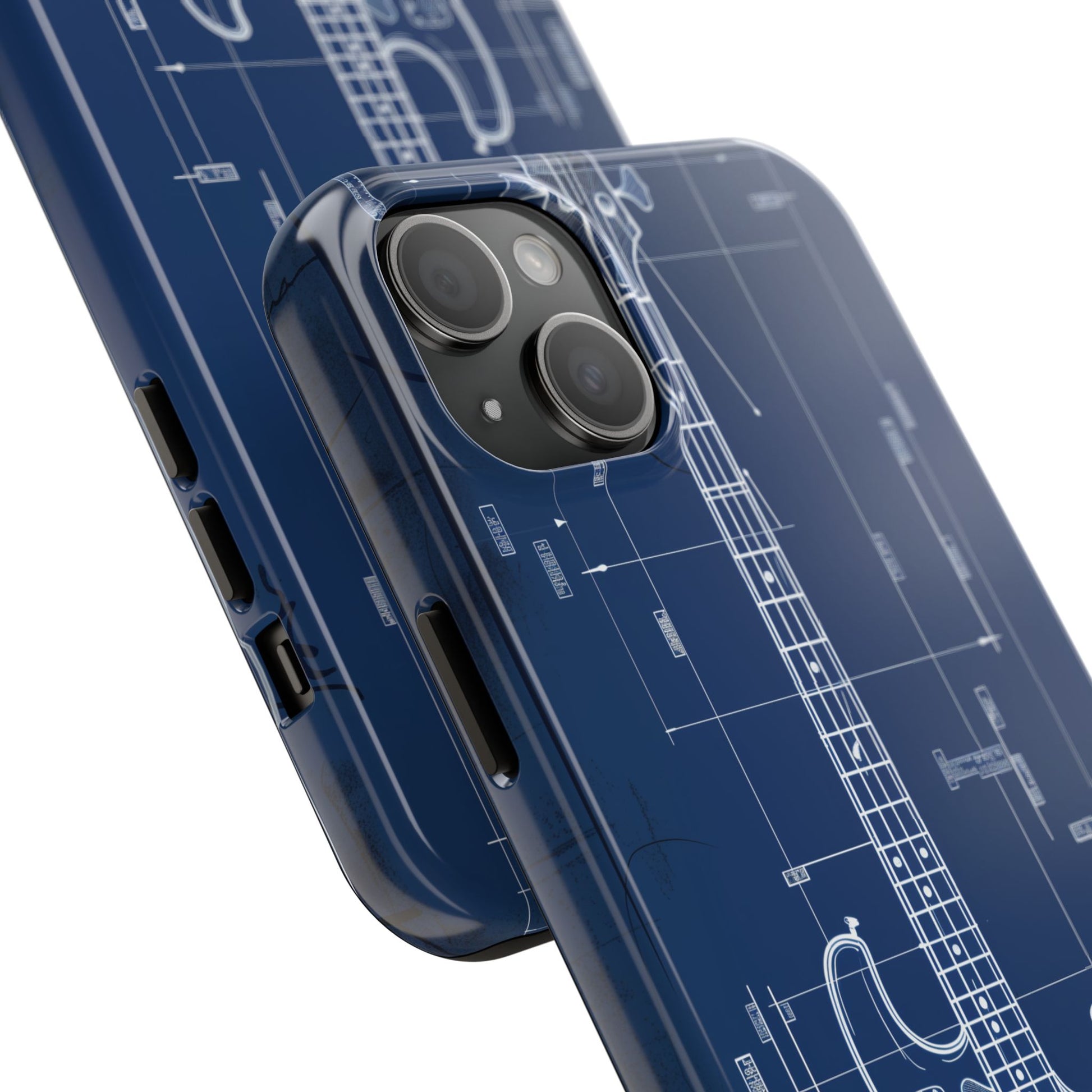 Guitar Phone Case Blueprint Schematic Vintage Custom Design Fender Gibson Rickenbacker Custom Rock Music Phone Accessories Musician Gift