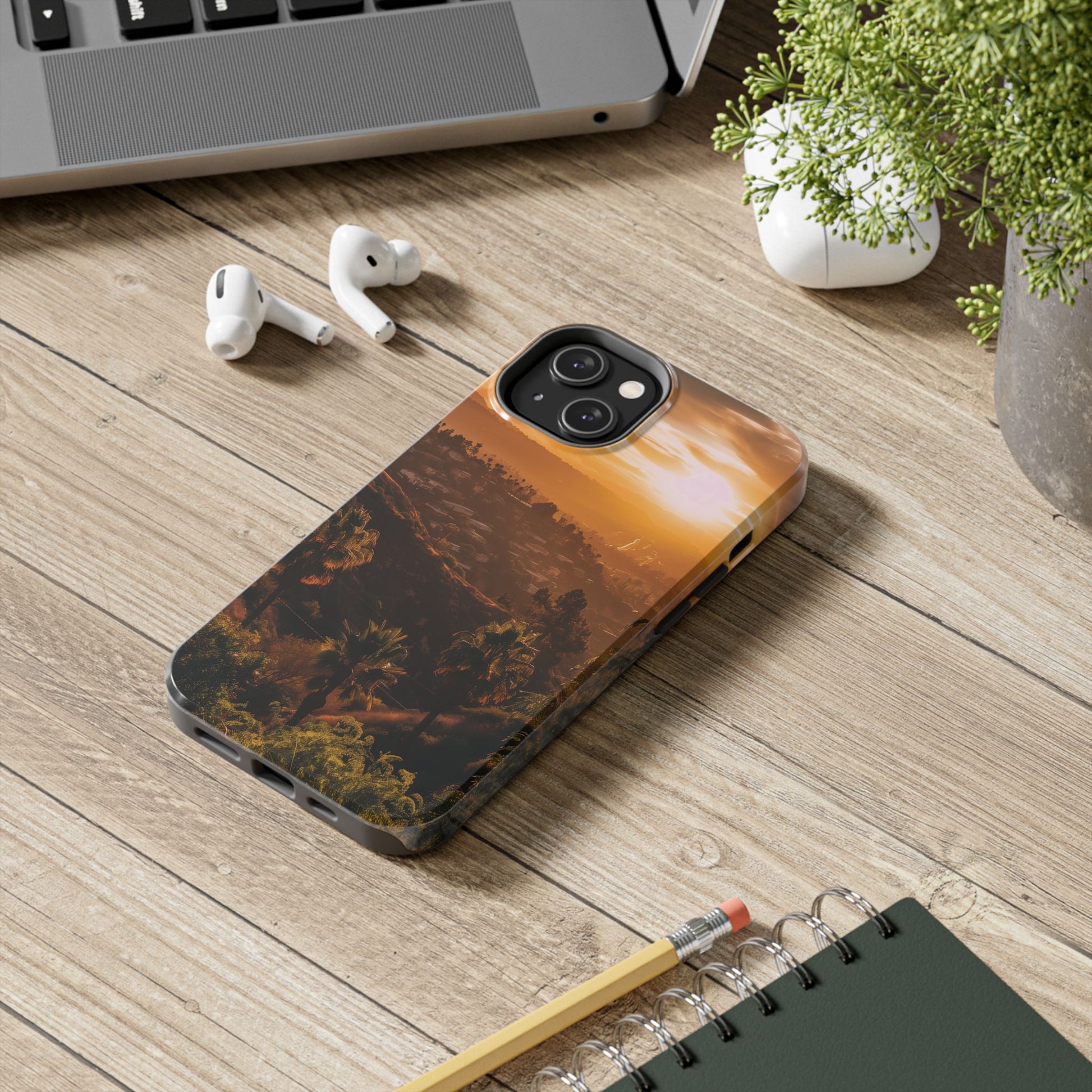 Los Angeles Sunset iPhone Case, Golden Hour Scenic View, Hollywood Hills Sunset Phone Case, Palm Trees Phone Case, iphone 15 pro max case