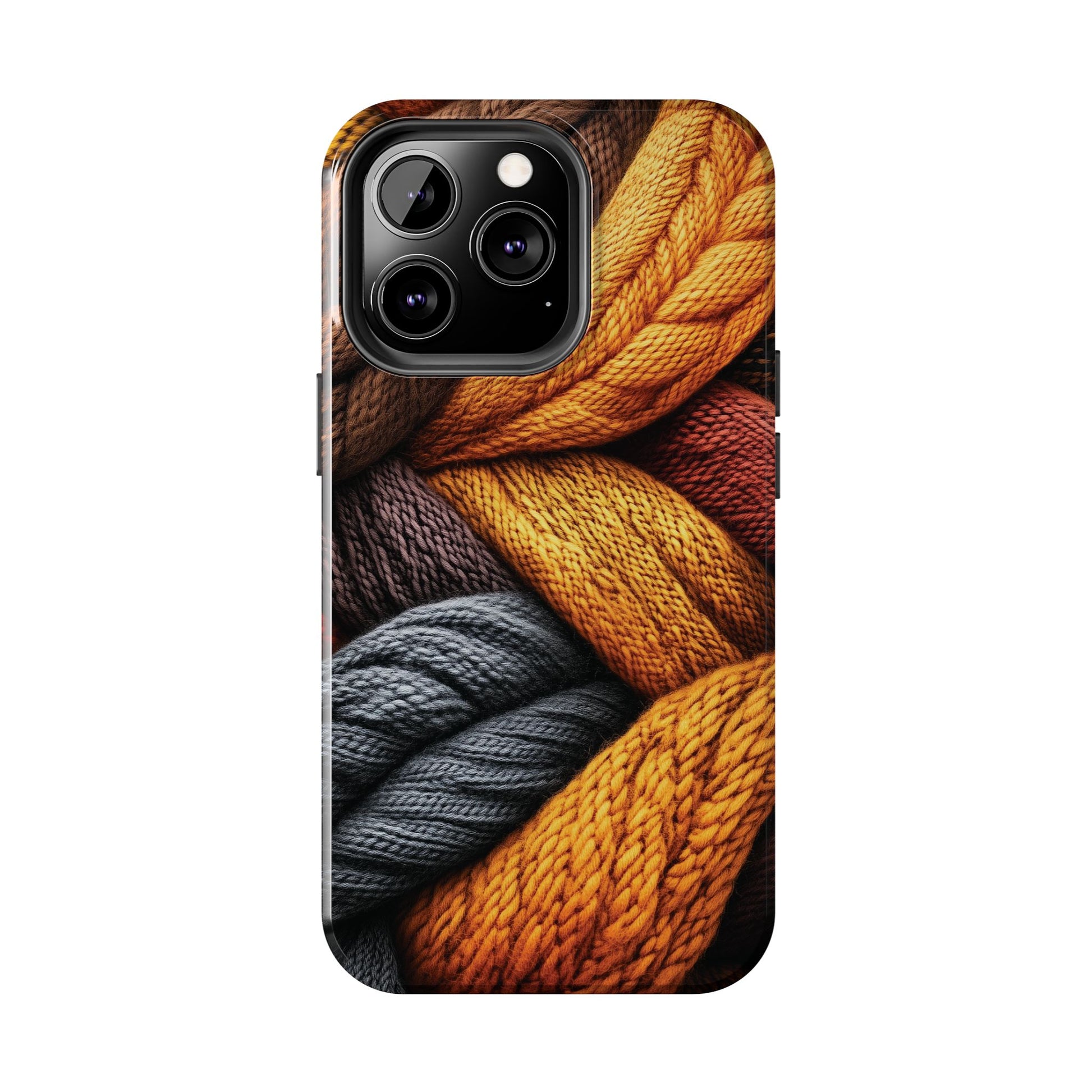 Fall Knit Sweater Cozy Cottagecore Phone Case Boho Embroidered Fall Colors Phone Cover for iPhone 13 14 15 Pro, Samsung Galaxy S22 S23