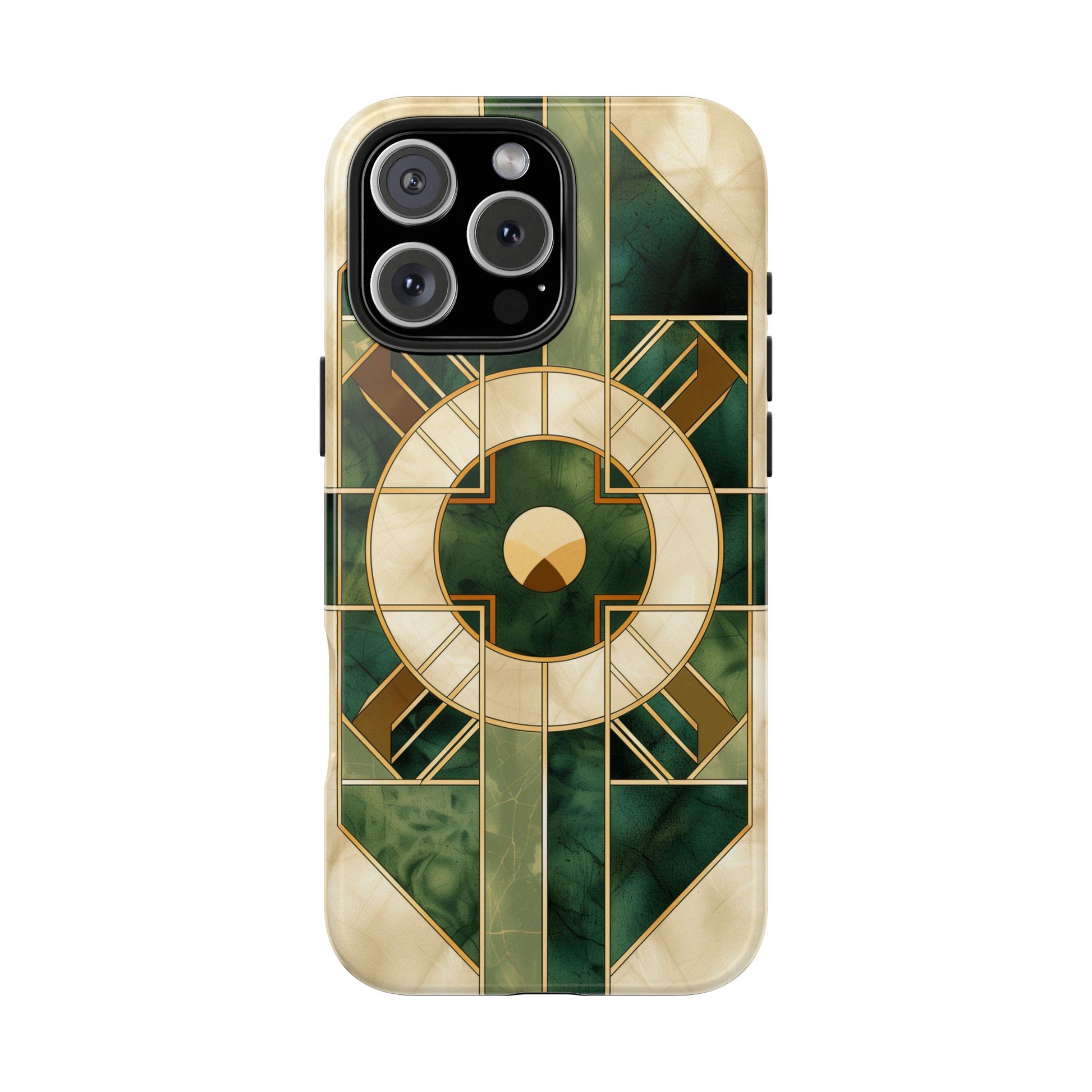 Green Frank Lloyd Wright Inspired Phone Case - Geometric Elegance for iPhone Models