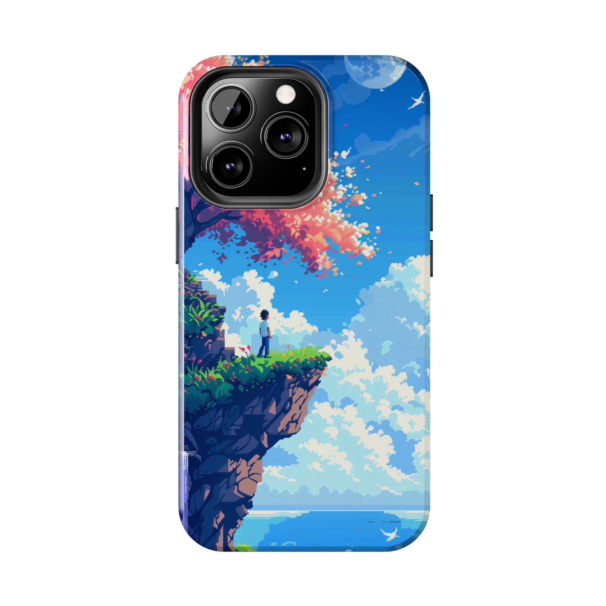 Pixel Art Video Game Landscapes Phone Case, Retro Gaming Pixelated Design, Geeky Gamer Phone Cover, Unique Video Game Art Accessories