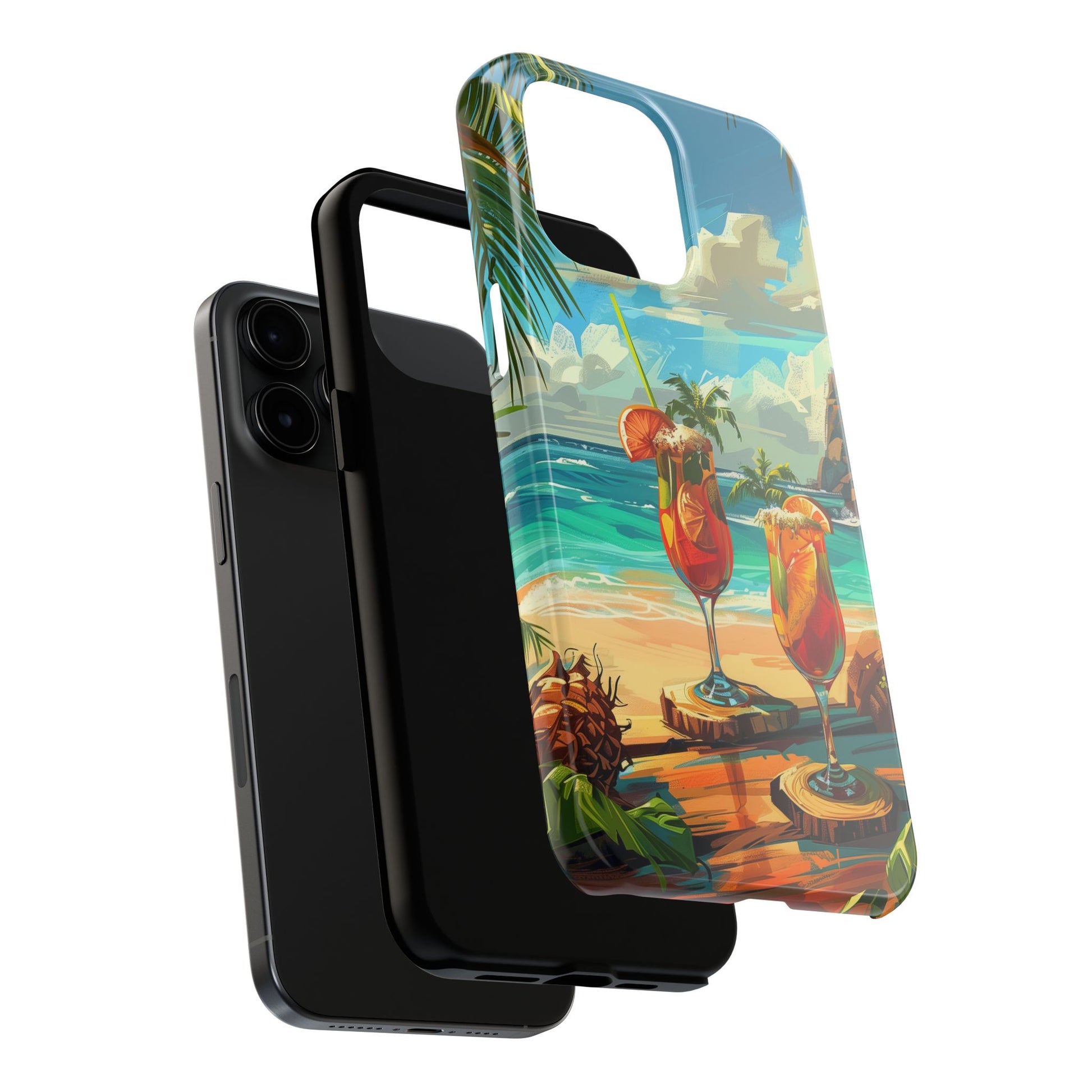 Retro Beach Scene Phone Case, Vintage Tropical Ocean iPhone Case, Summer Beach Phone Cover for iPhone, iphone 15 pro max
