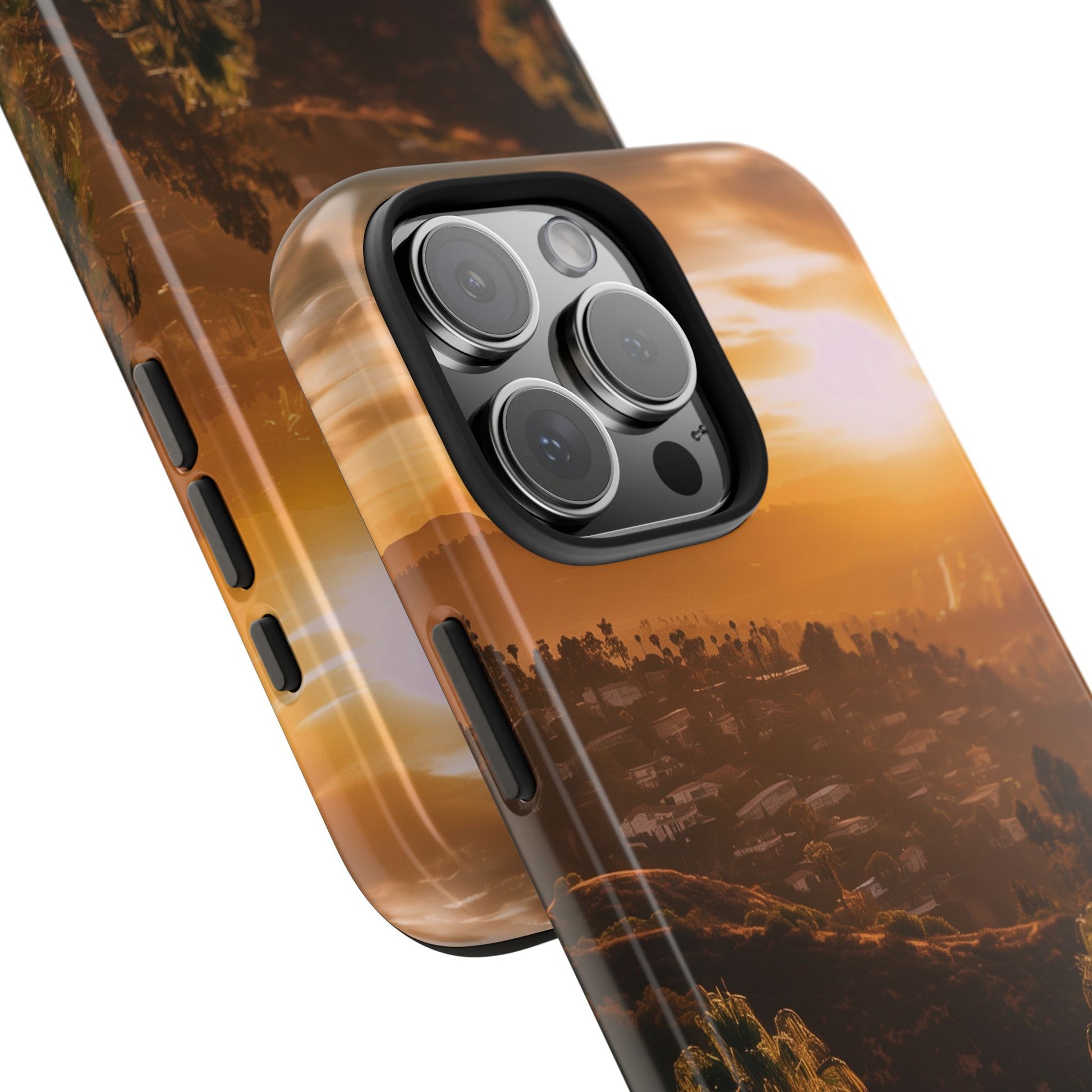 Los Angeles Sunset iPhone Case, Golden Hour Scenic View, Hollywood Hills Sunset Phone Case, Palm Trees Phone Case, iphone 15 pro max case