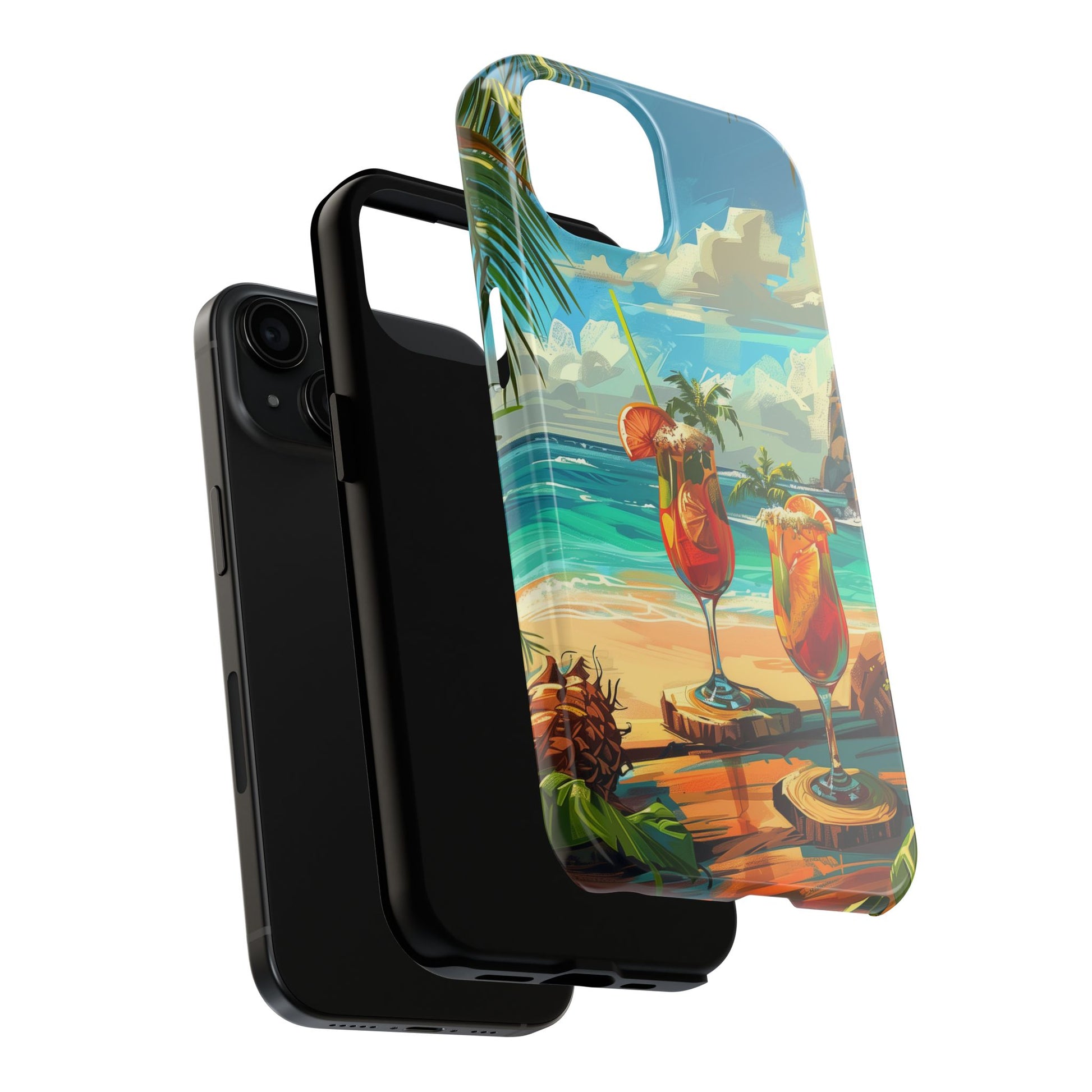Retro Beach Scene Phone Case, Vintage Tropical Ocean iPhone Case, Summer Beach Phone Cover for iPhone, iphone 15 pro max