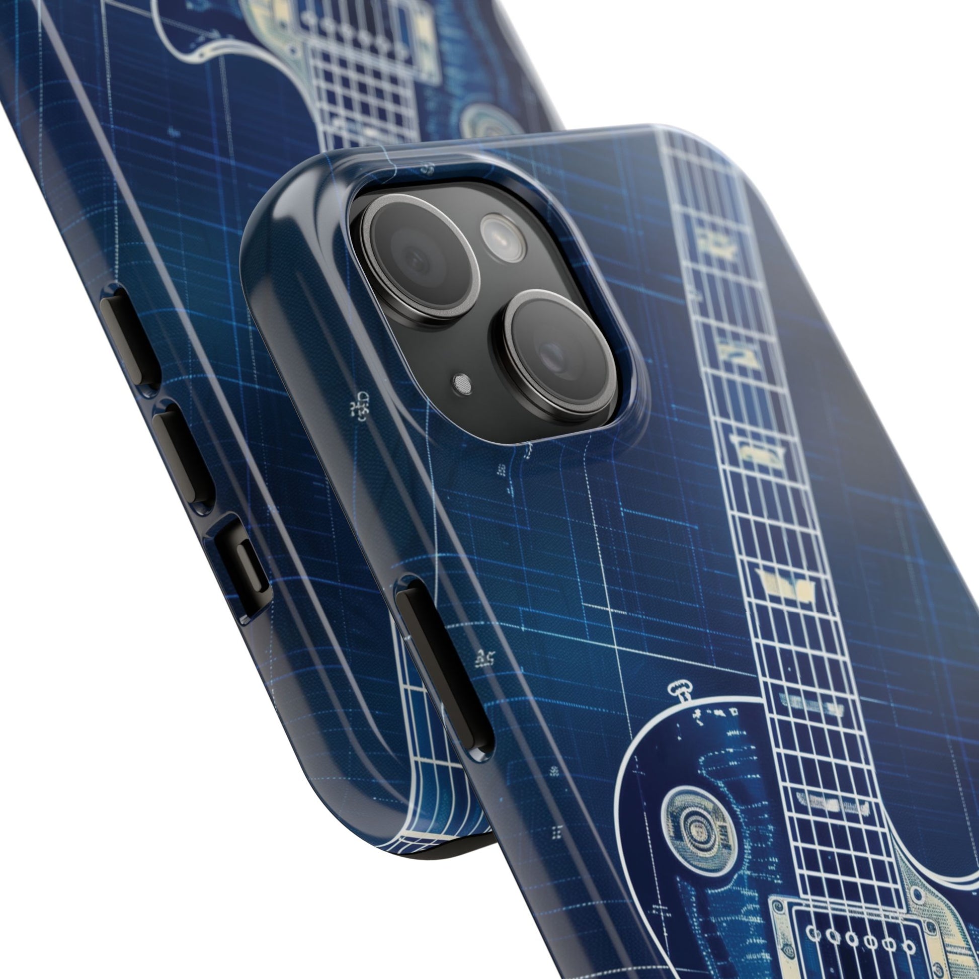 Guitar Phone Case, Guitar Blueprint iPhone Cover, Vintage Guitar Design, Custom iPhone Covers, Rock Music Phone Accessories, Musician Gift