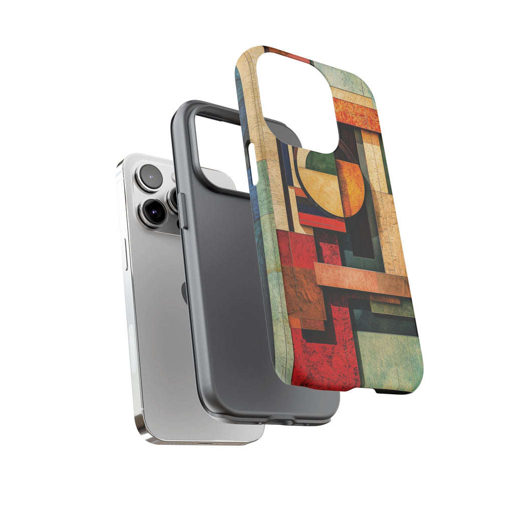 Tan Prairie Style Frank Lloyd Wright Usonian Phone Case Geometric Stained Glass Art Deco Marble Gold 13 14 15 16 iPhone Pro Max Galaxy Pixel