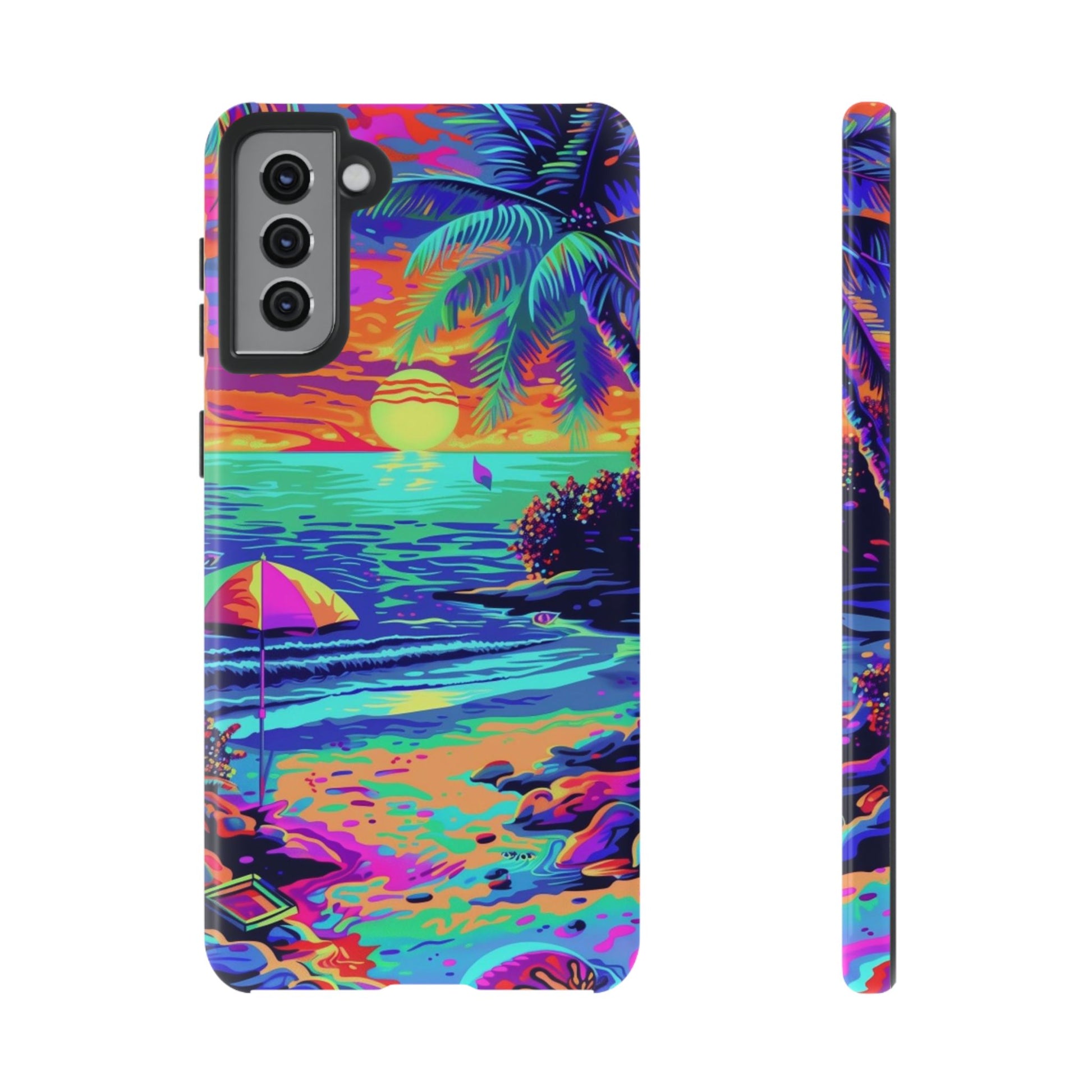Beach Bliss: Durable Android Phone Case with Lisa Frank Style
