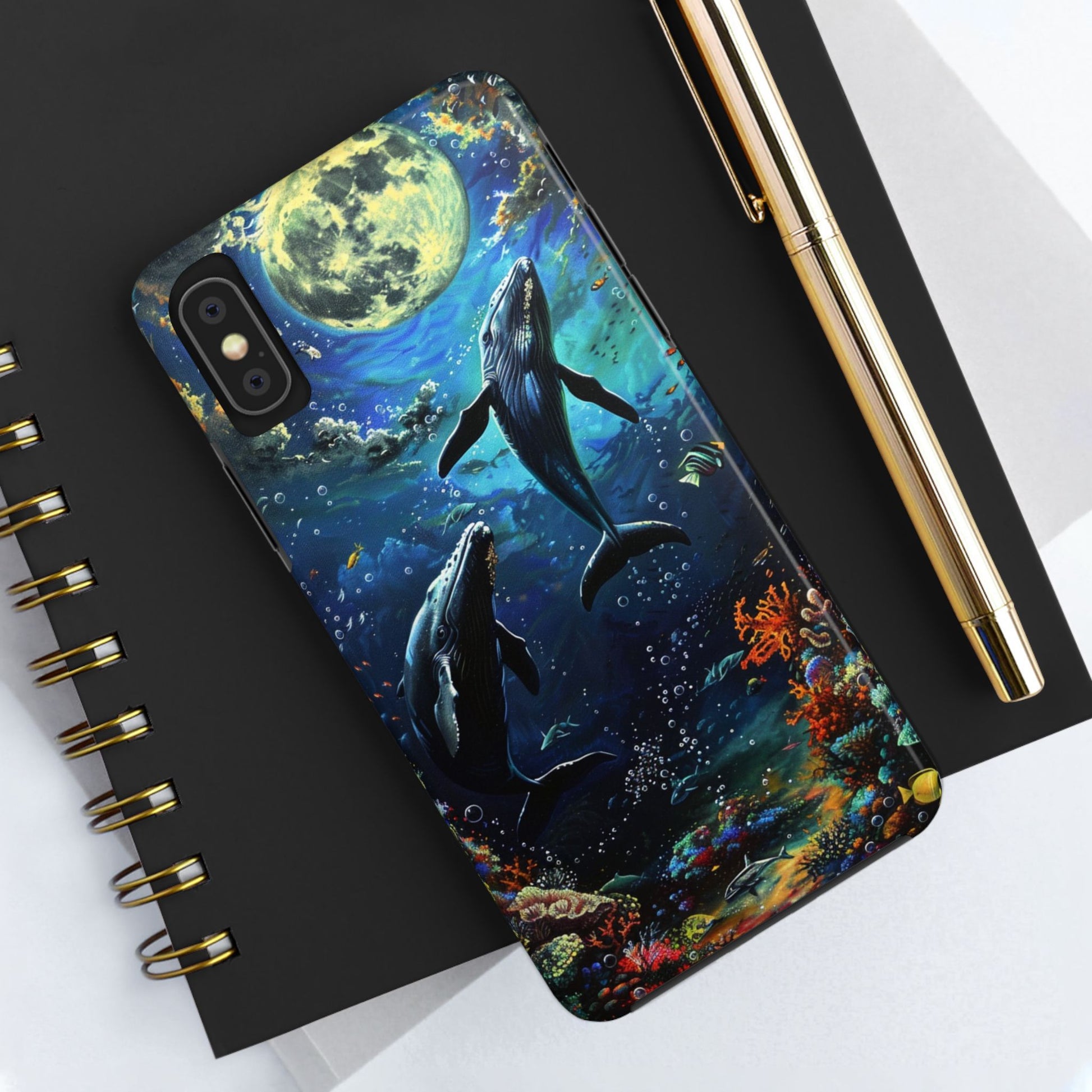 Moonlit Whales Underwater Phone Case - Durable and Stunning Protective Cover