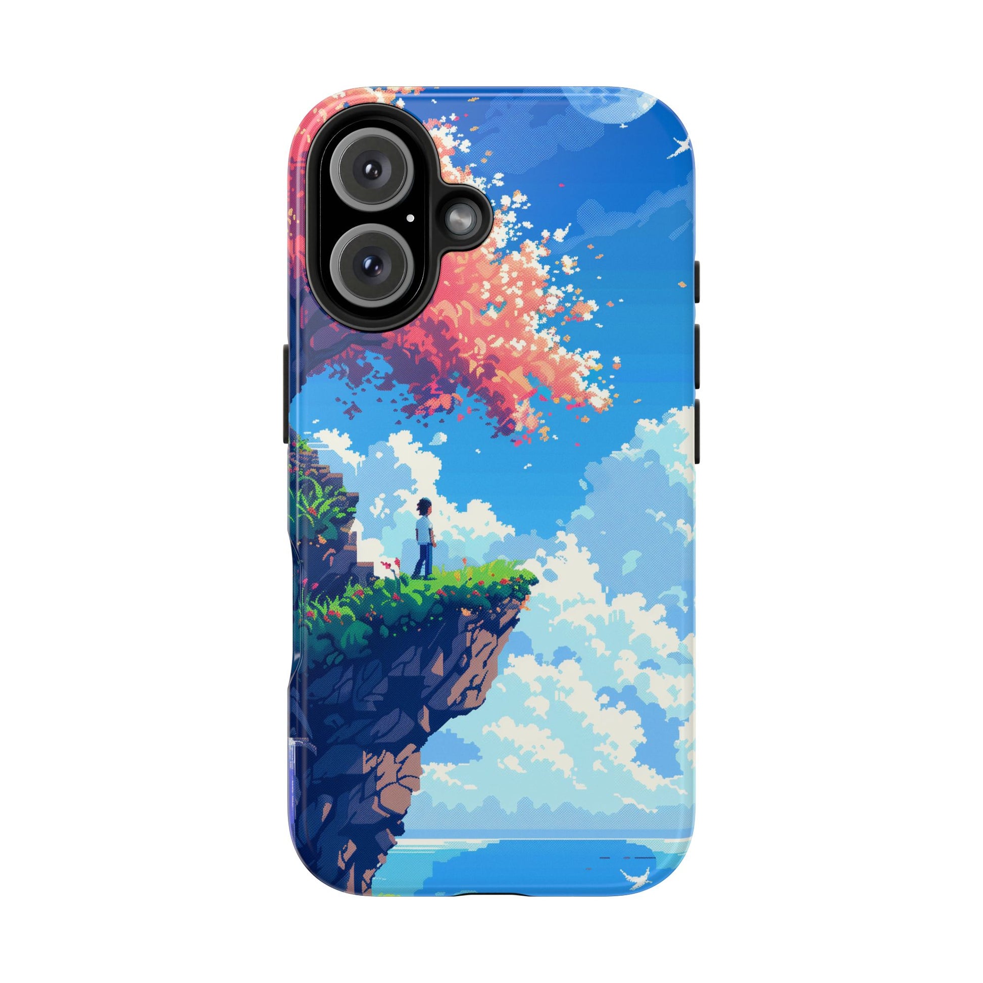 Pixel Art Video Game Landscapes Phone Case, Retro Gaming Pixelated Design, Geeky Gamer Phone Cover, Unique Video Game Art Accessories