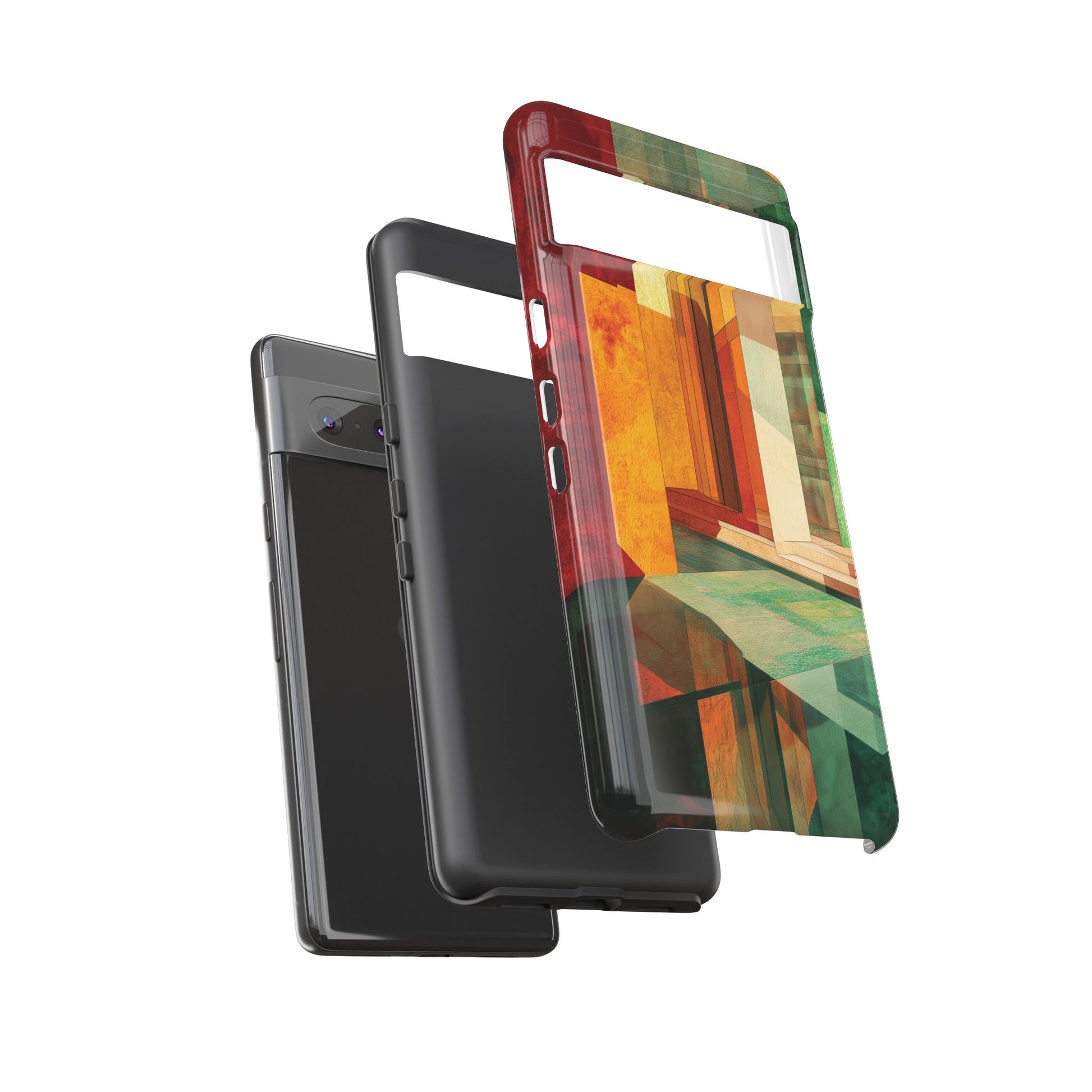 Art Deco Frank Lloyd Wright Inspired Usonian Phone Case Geometric Stained Glass Art Deco Marble Gold 13 14 15 16 iPhone Pro Max Galaxy Pixel